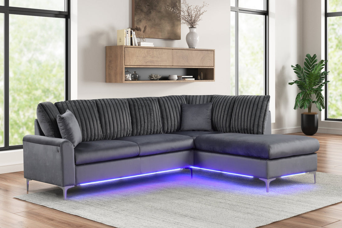Candy Charcoal - Reversible Sectional (w/ LED&
