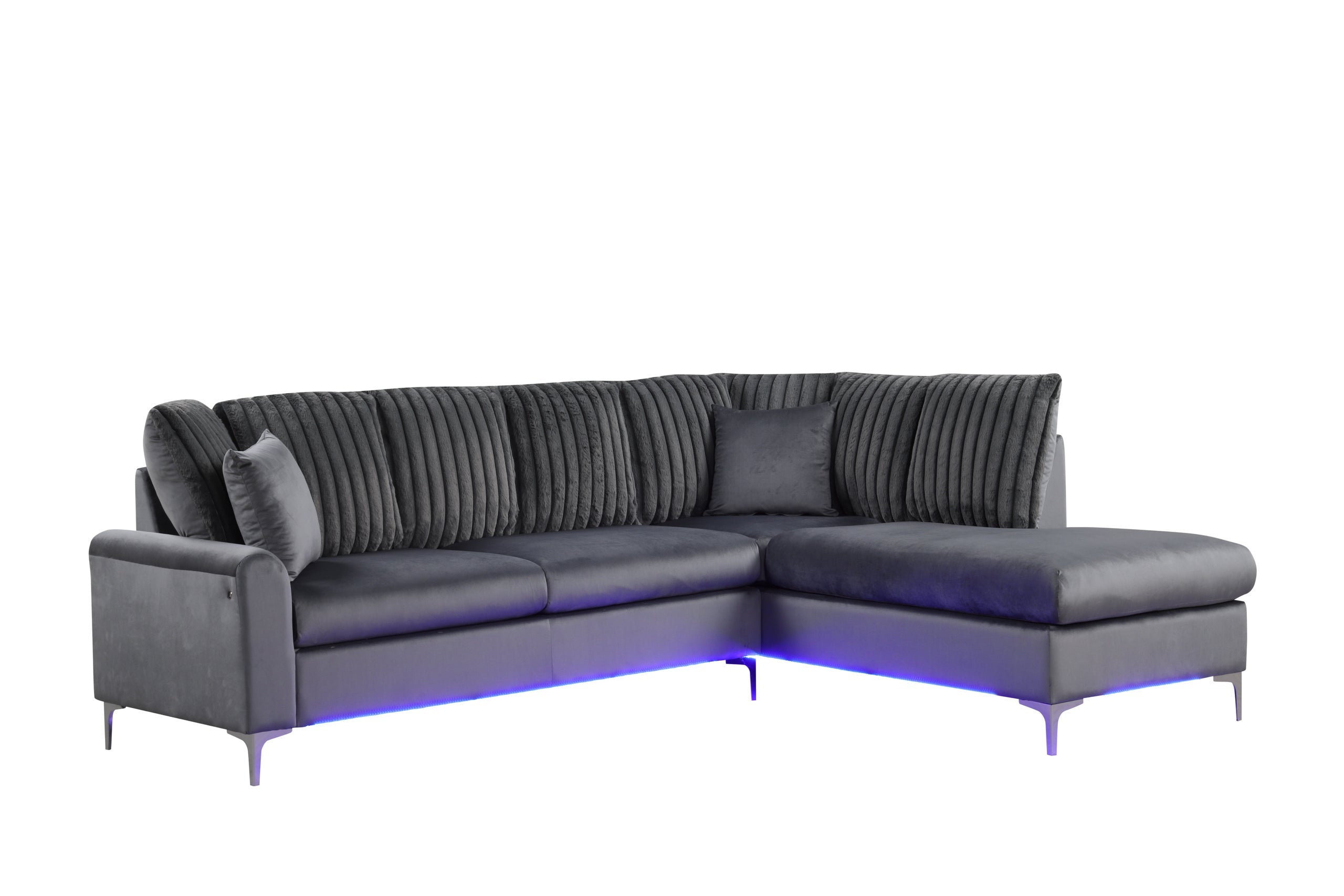 Candy Charcoal - Reversible Sectional (w/ LED&