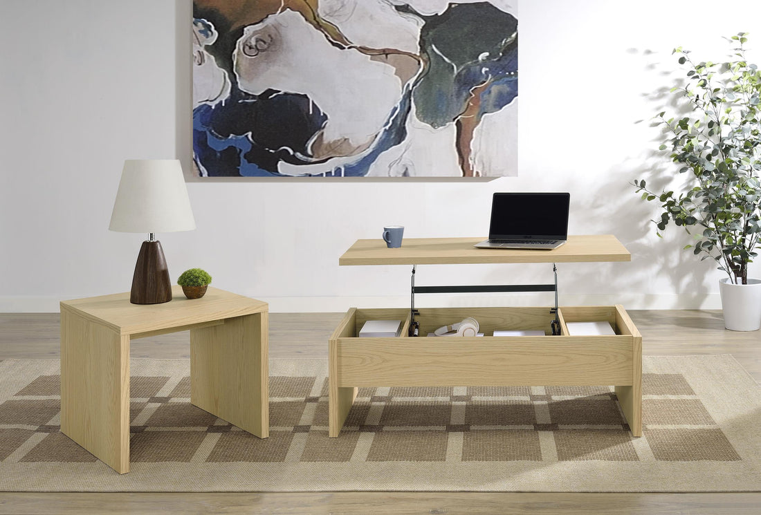 Canoga 2-piece Lift Top Cocktail Coffee Table Set Light Oak - 706348-S2