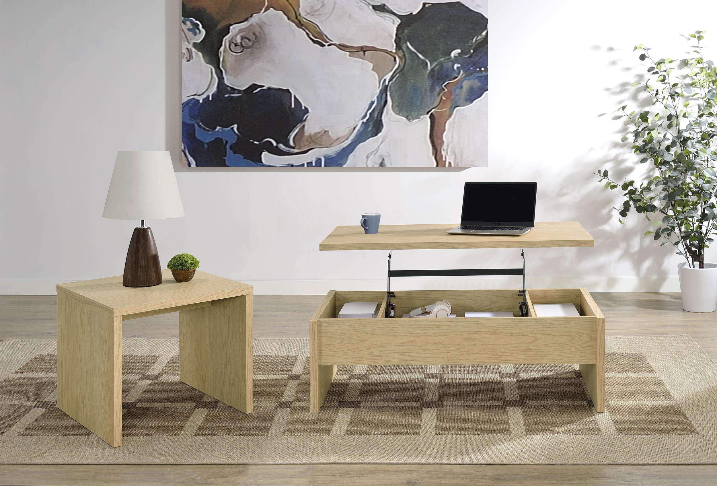 Canoga 2-piece Lift Top Cocktail Coffee Table Set Light Oak - 706348-S2