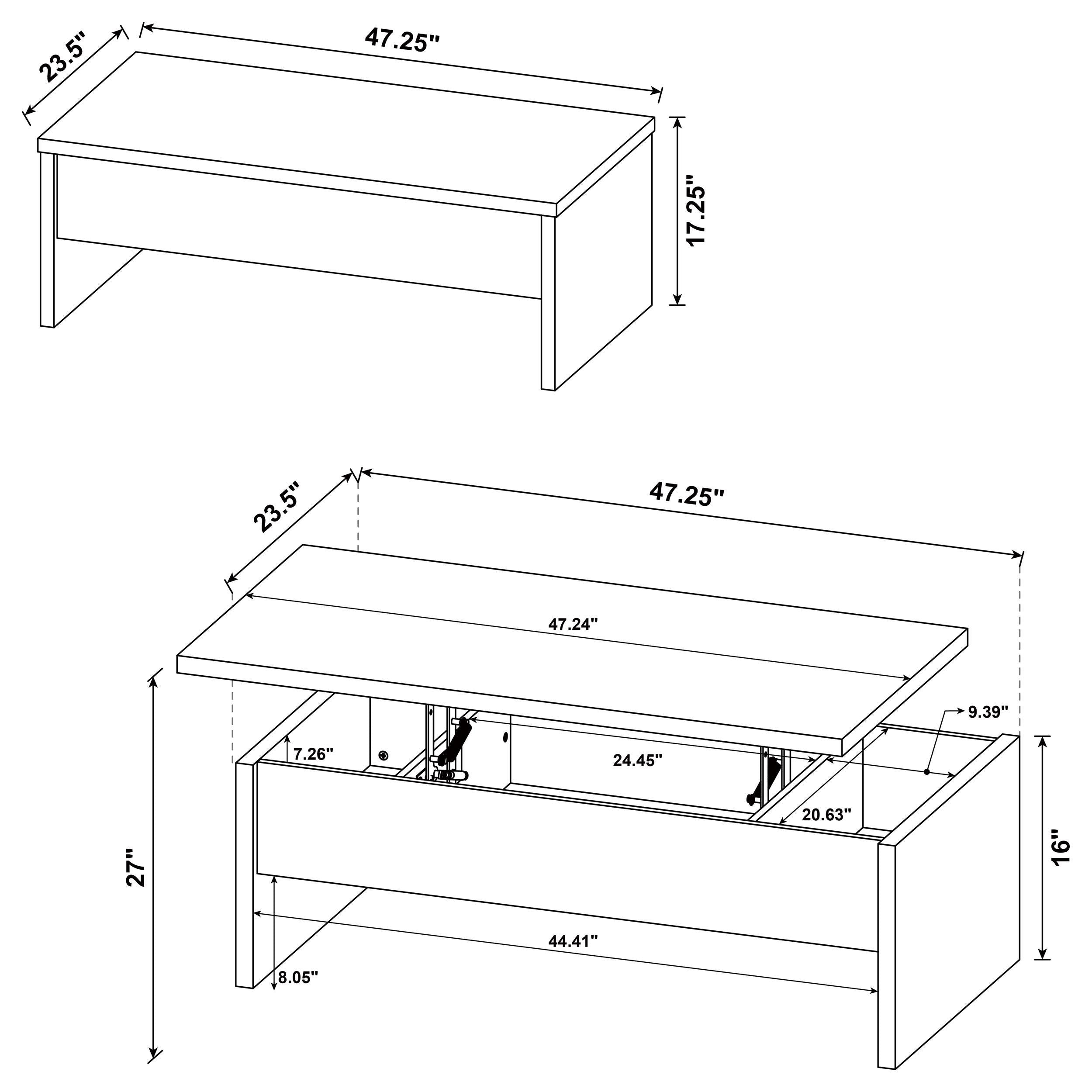 Canoga 3-piece Lift Top Cocktail Coffee Table Set Mango - 706358-S3