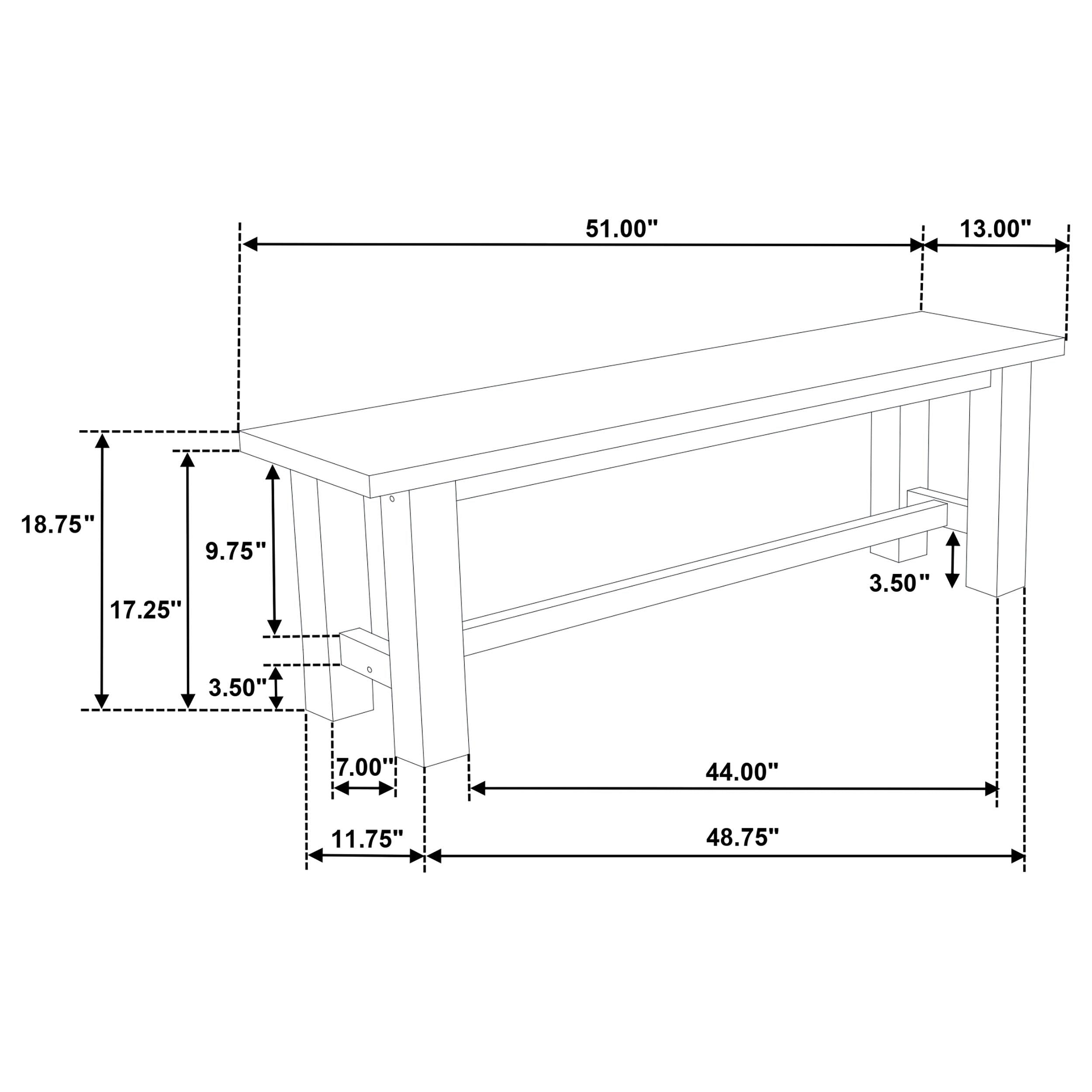 Cardova 51-inch Solid Wood Dining Bench Vineyard Oak - 192923