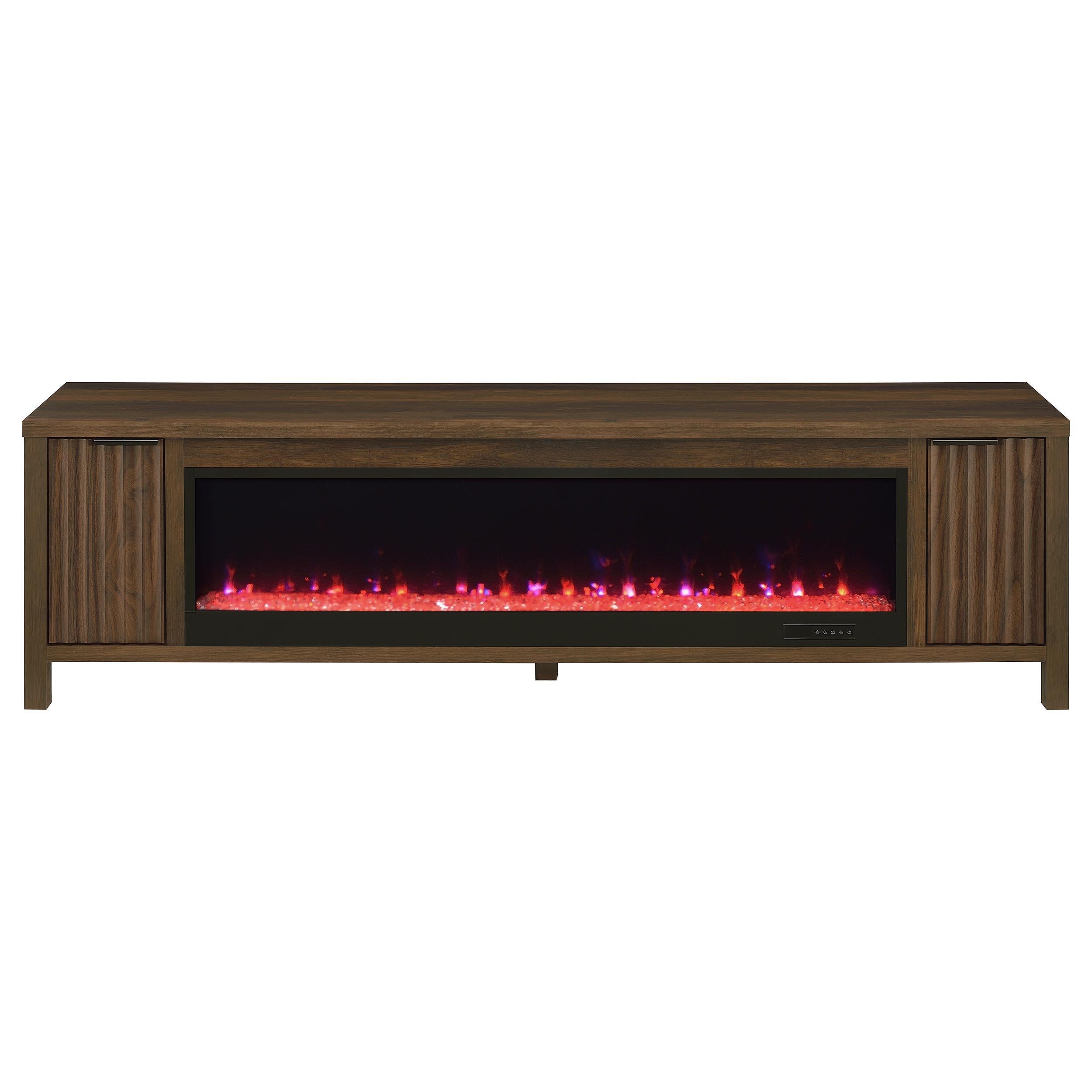 Carey 79-inch TV Stand Fireplace Media Console Dark Pine - 722823