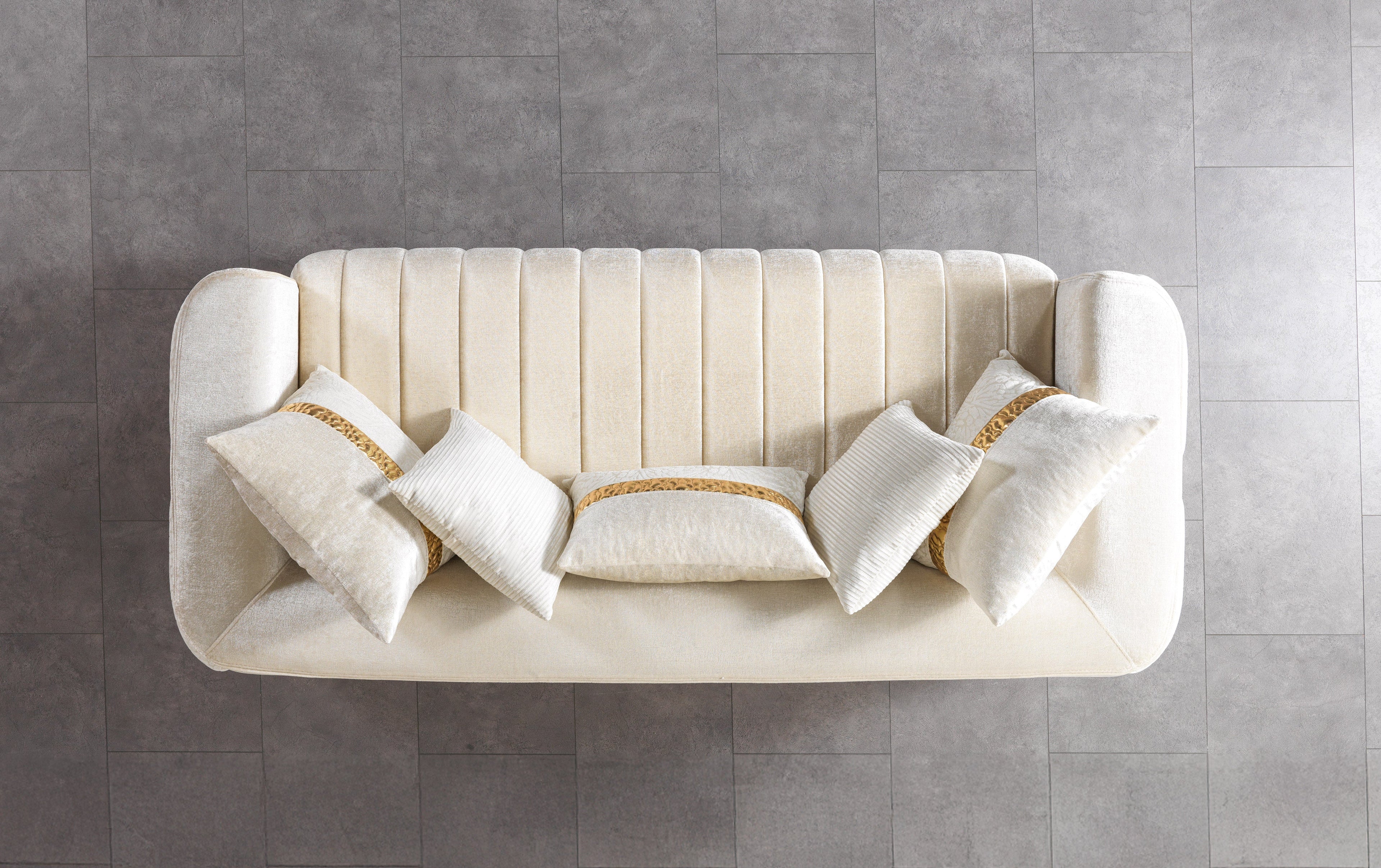 Carlina Ivory Velvet Sofa & Loveseat - CARLINAIV-SL