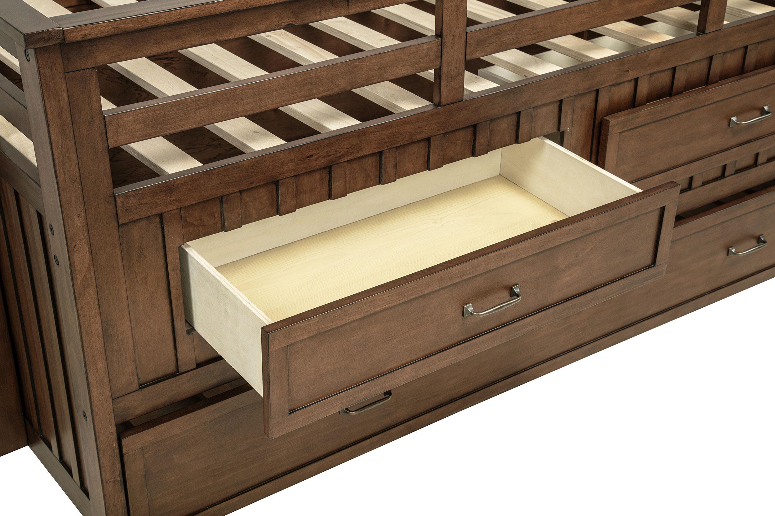 Carlsbad Wood Twin Captains Bed With Trundle Medium Brown - 400716T
