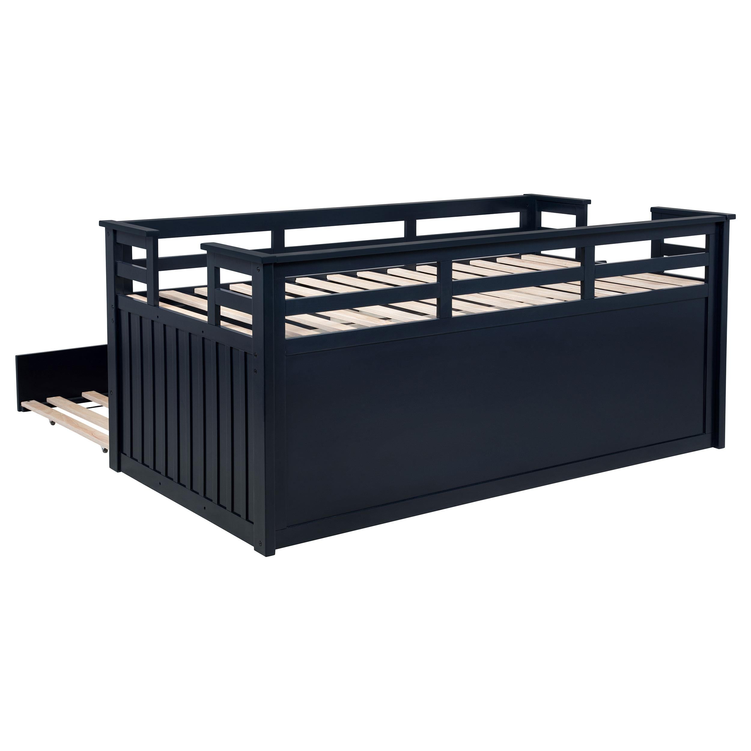Carlsbad Wood Twin Captains Bed With Trundle Navy Blue - 401980T