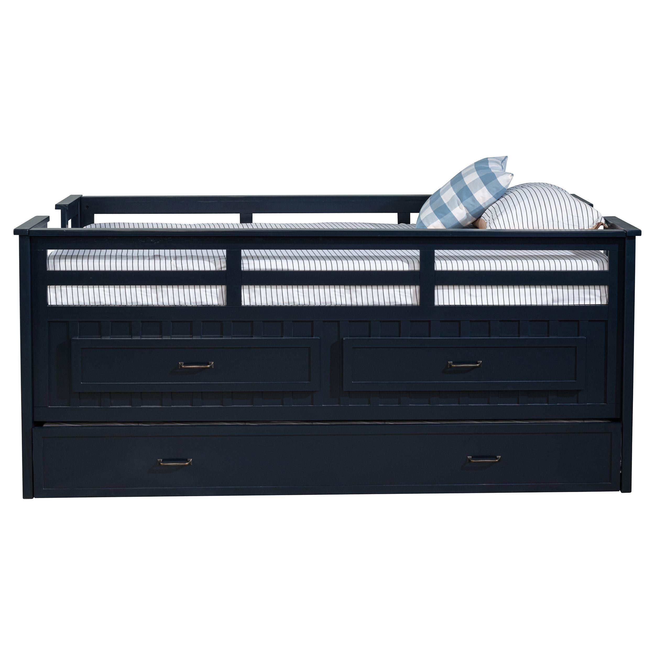 Carlsbad Wood Twin Captains Bed With Trundle Navy Blue - 401980T