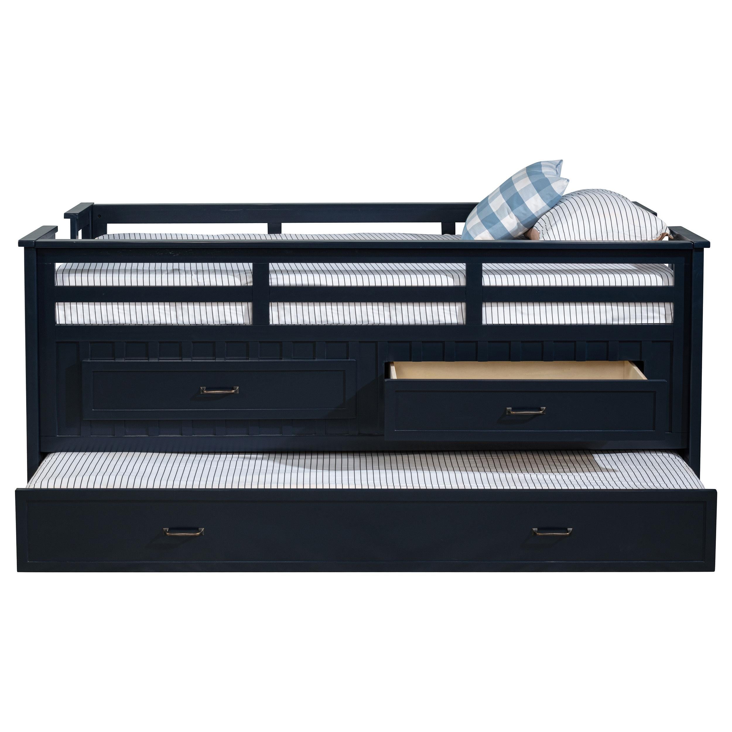 Carlsbad Wood Twin Captains Bed With Trundle Navy Blue - 401980T