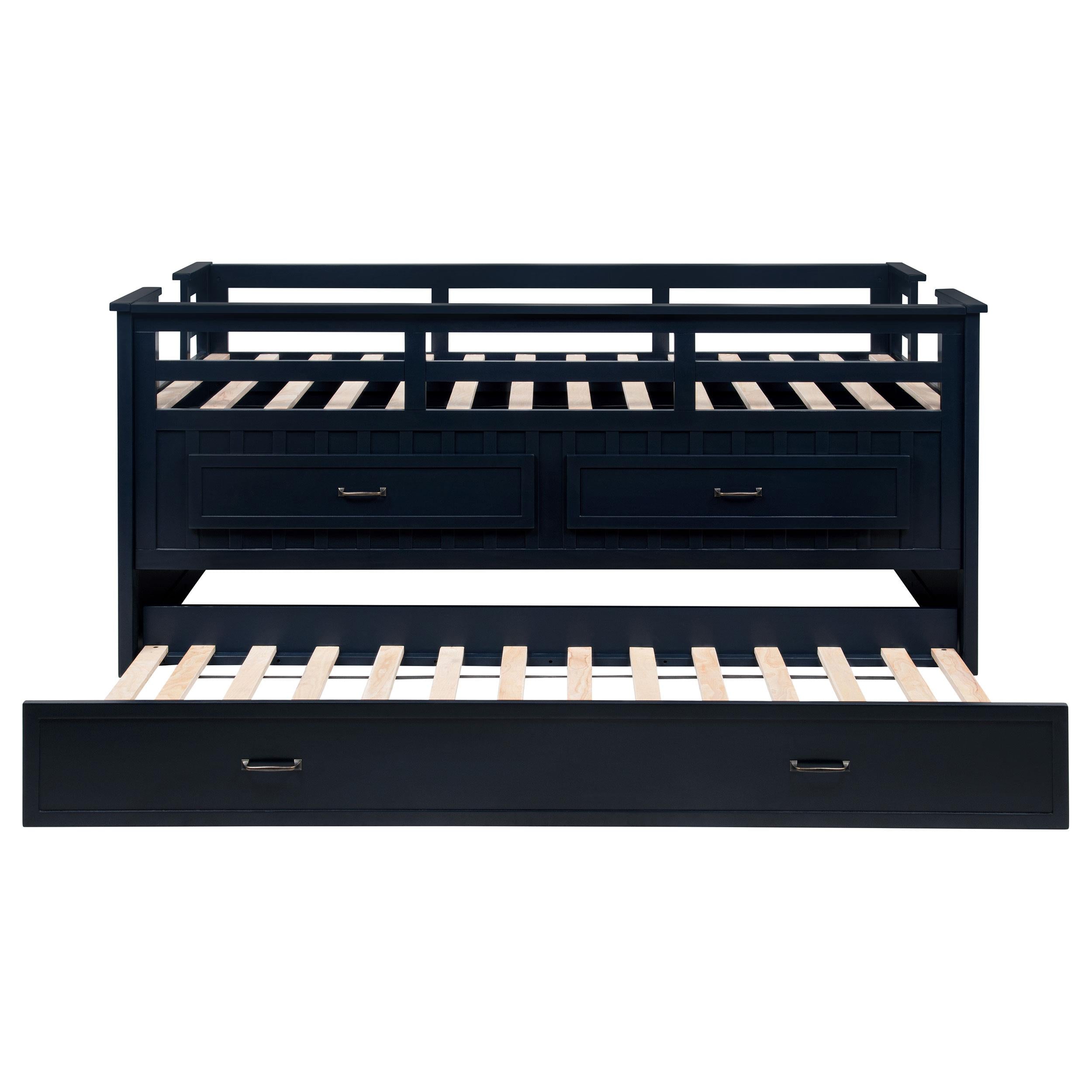 Carlsbad Wood Twin Captains Bed With Trundle Navy Blue - 401980T