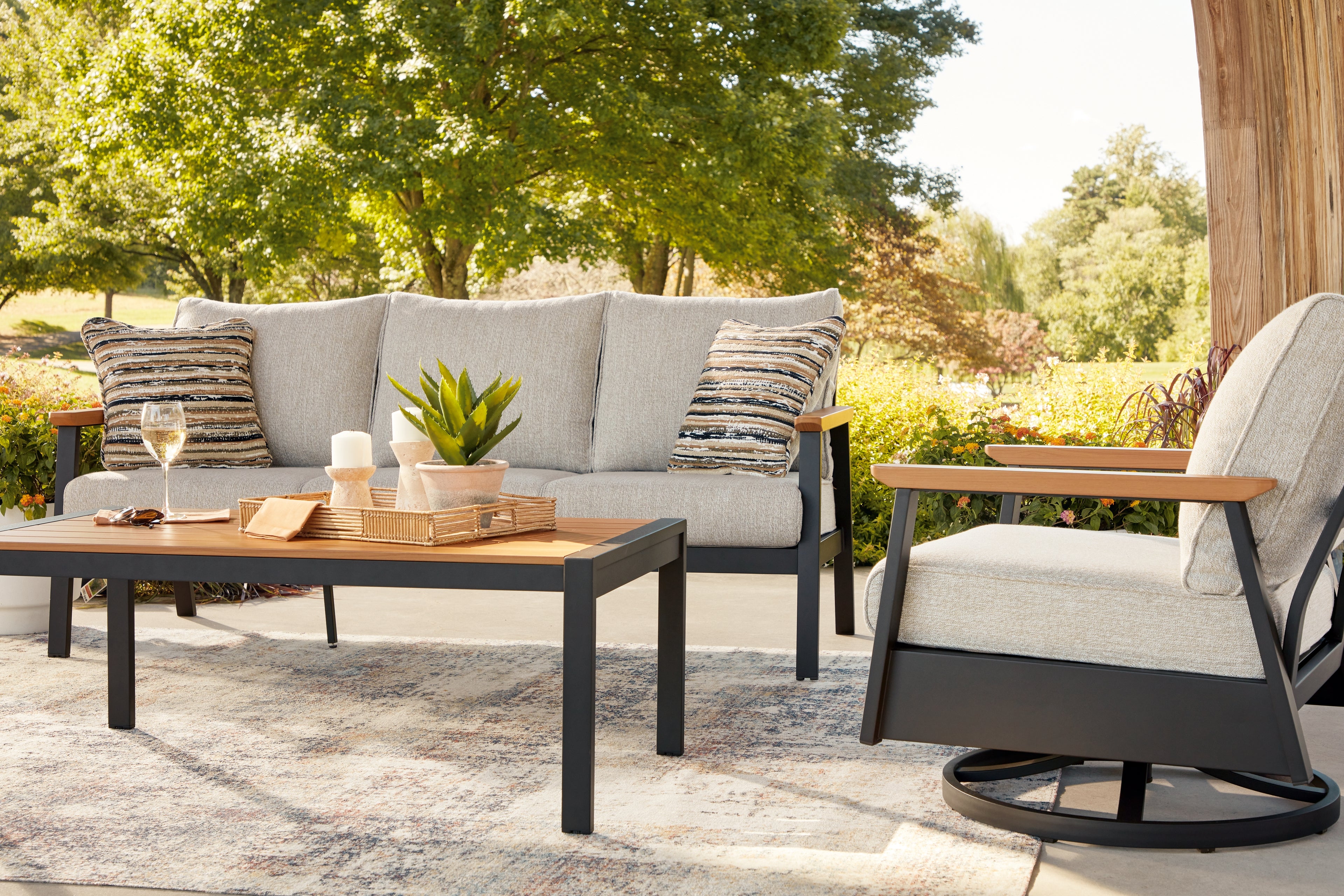 Carmel Highlands Dark Brown Outdoor Sofa/Chairs/Table (Set of 4) - PCP513-081