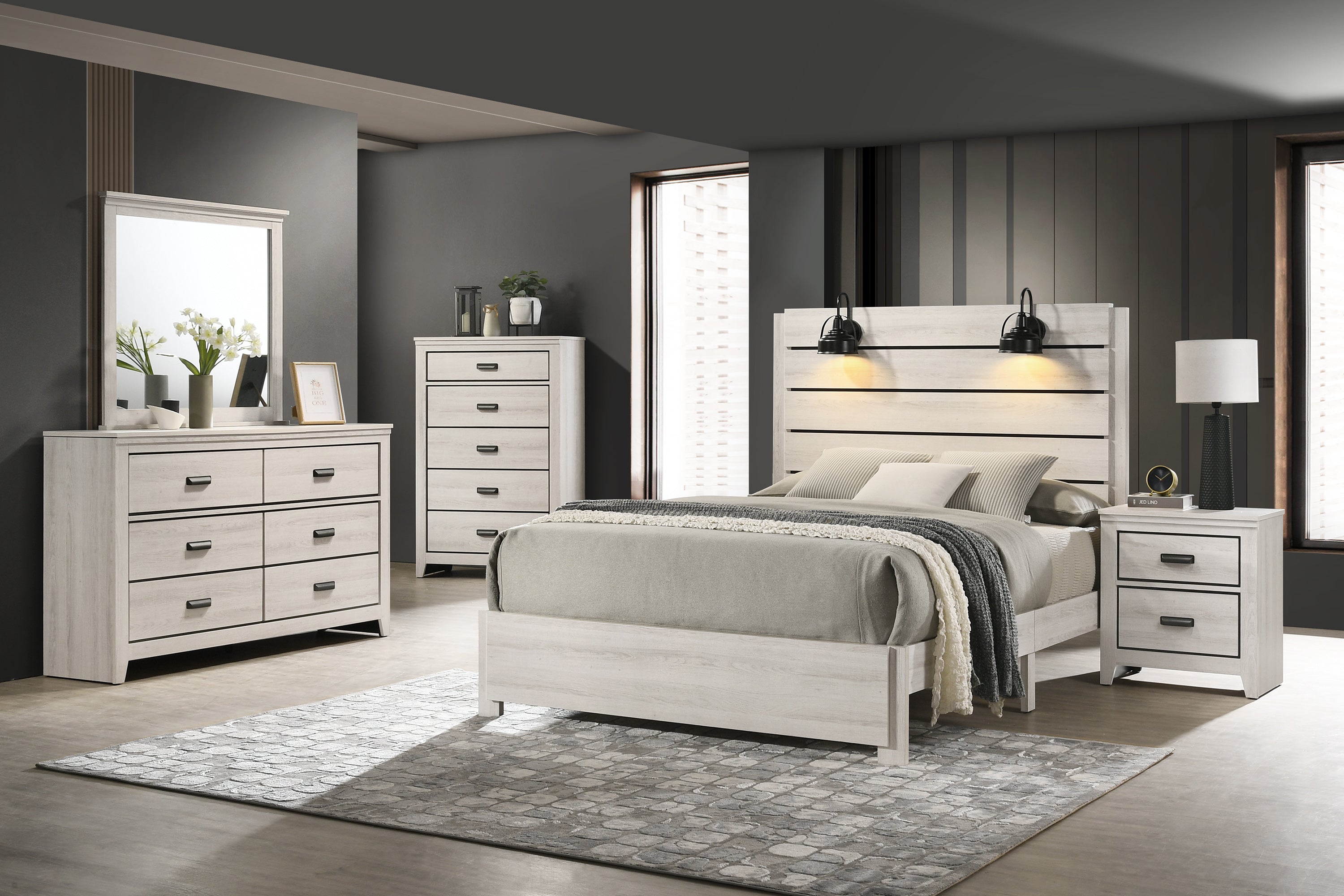 Carter White Platform Bedroom Set - SET | B6810-Q-BED | B6810-2 | B6810-4