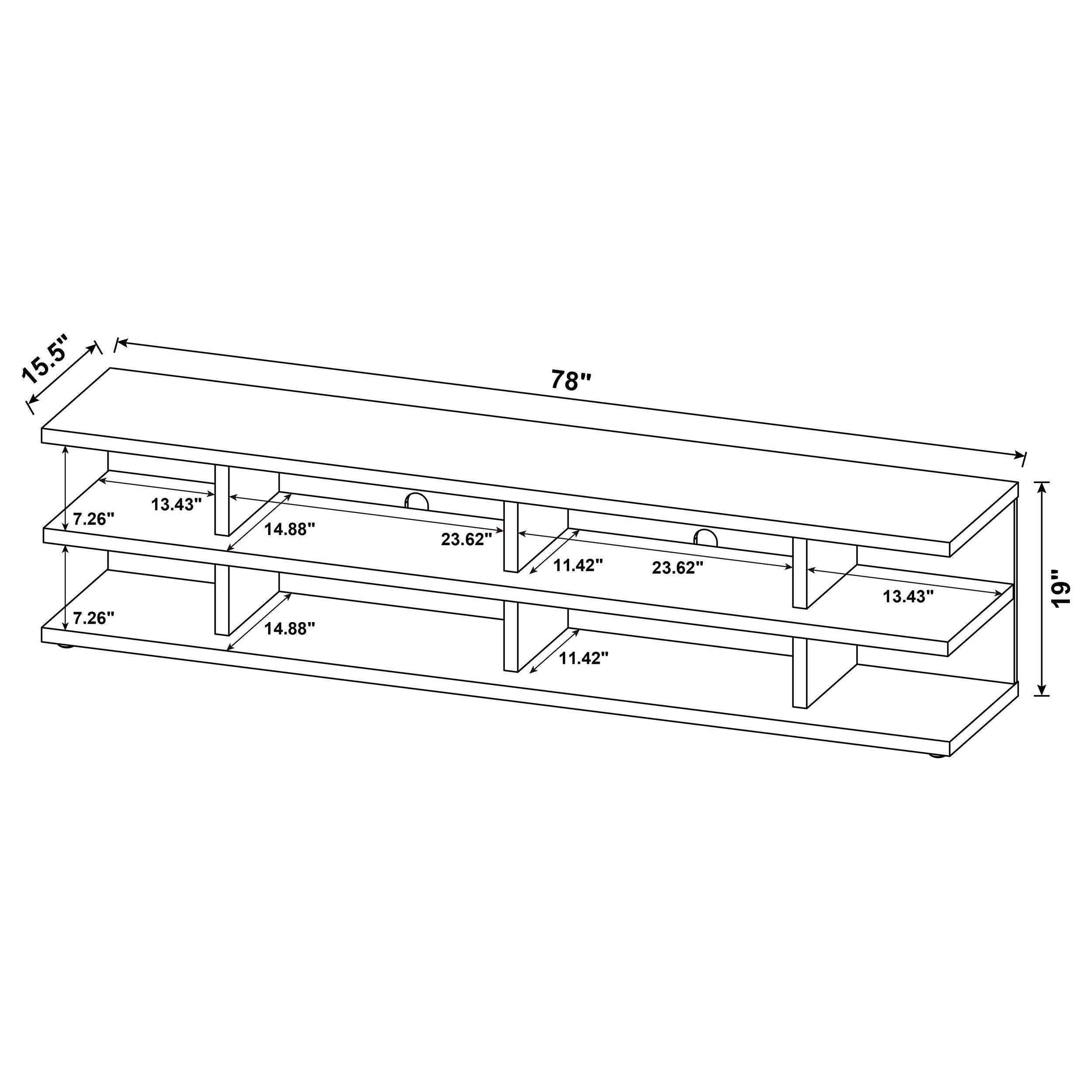 Cartmill 78-inch 2-tier TV Stand Media Console Black - 710533