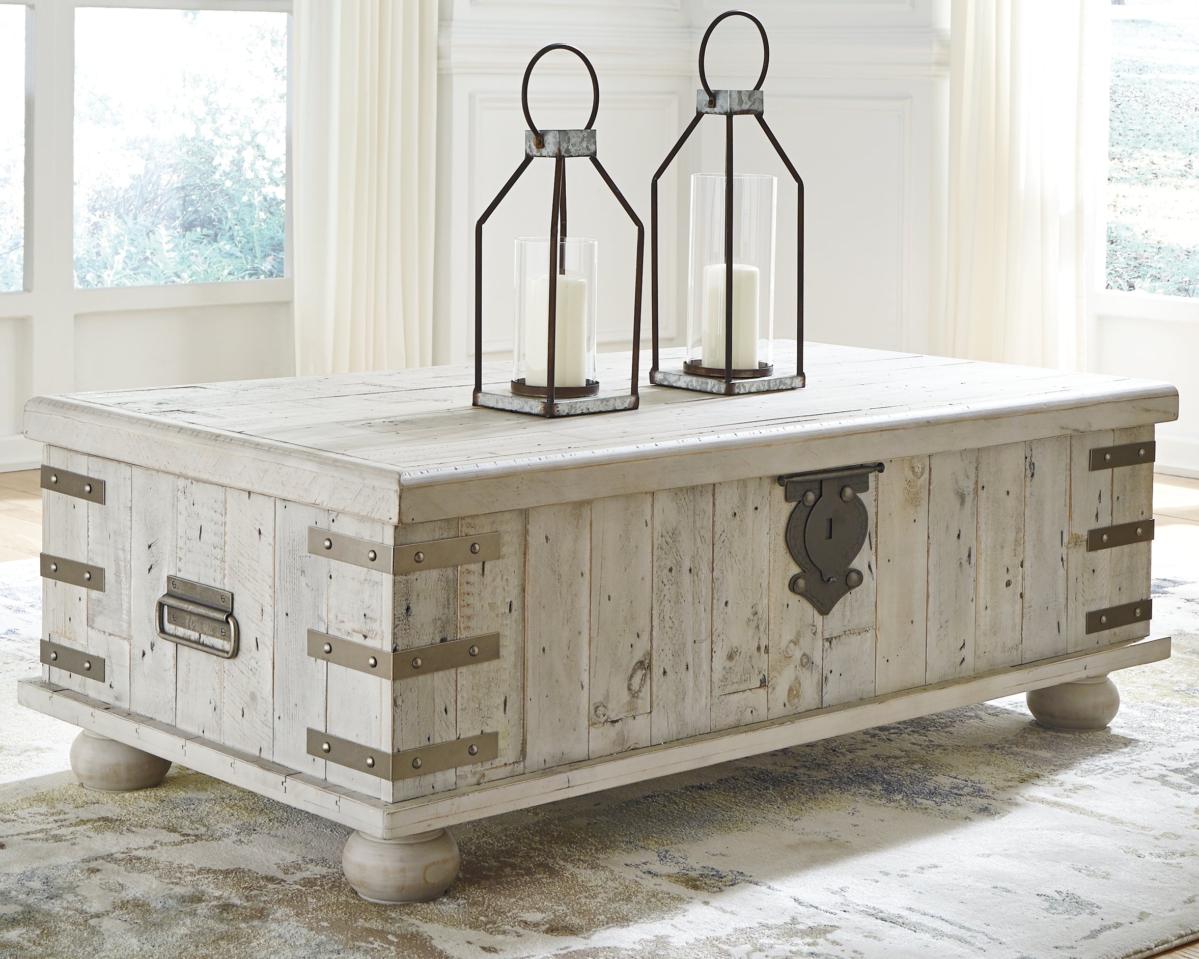 Carynhurst Coffee Table with 2 End Tables in White Wash Gray - PKG007153