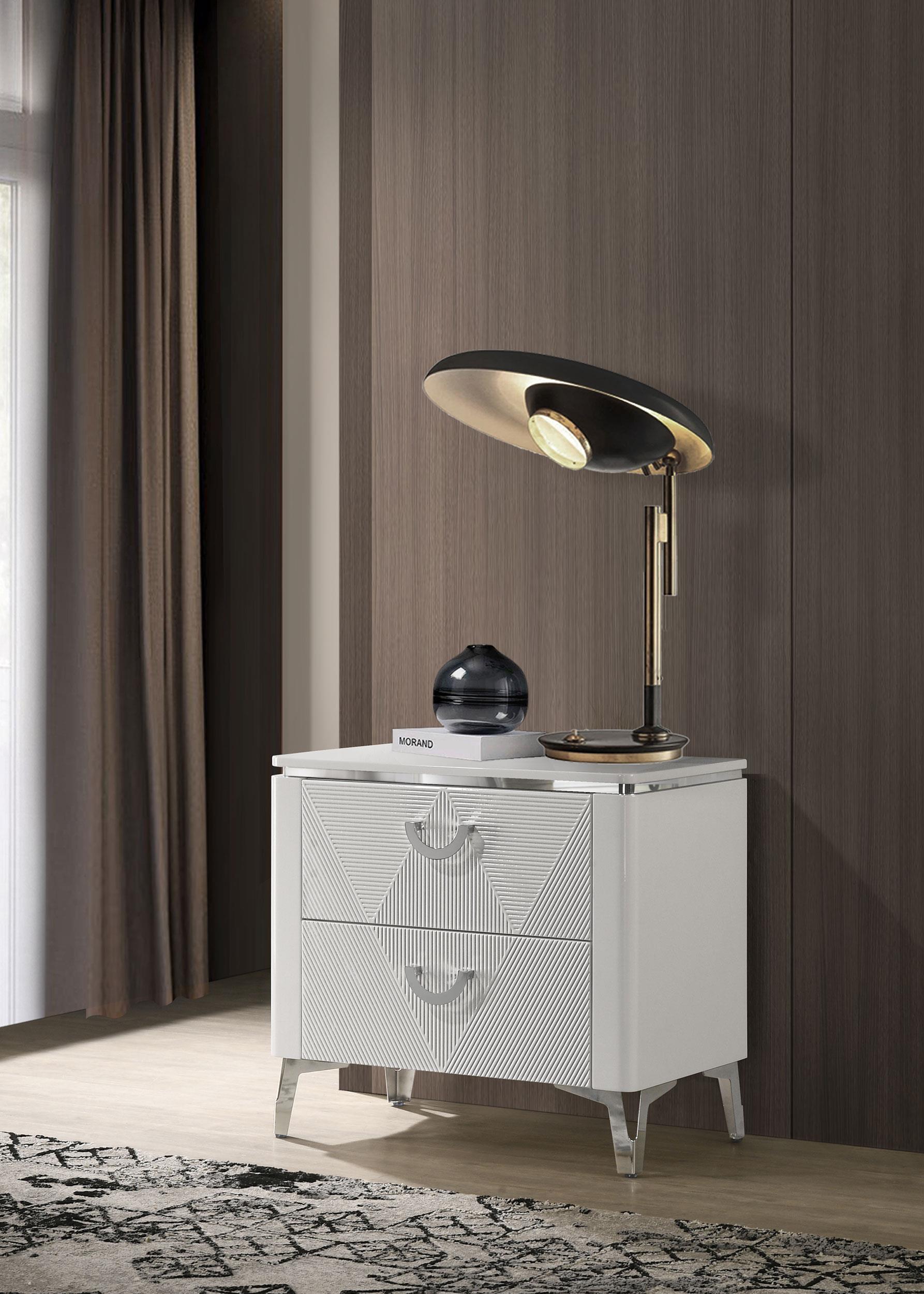 Cassia 2-drawer Nightstand Bedside Table White High Gloss - 215792