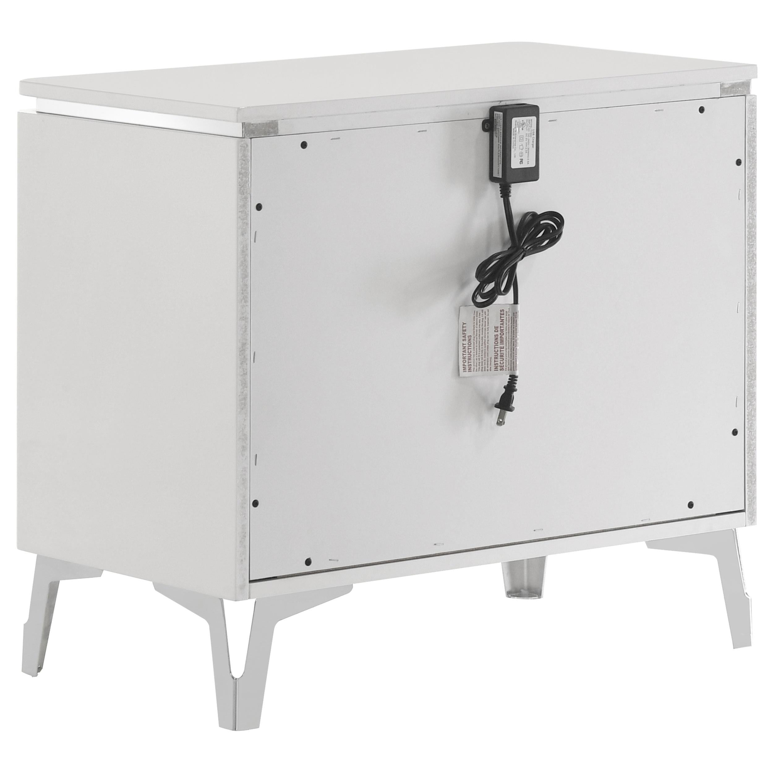 Cassia 2-drawer Nightstand Bedside Table White High Gloss - 215792