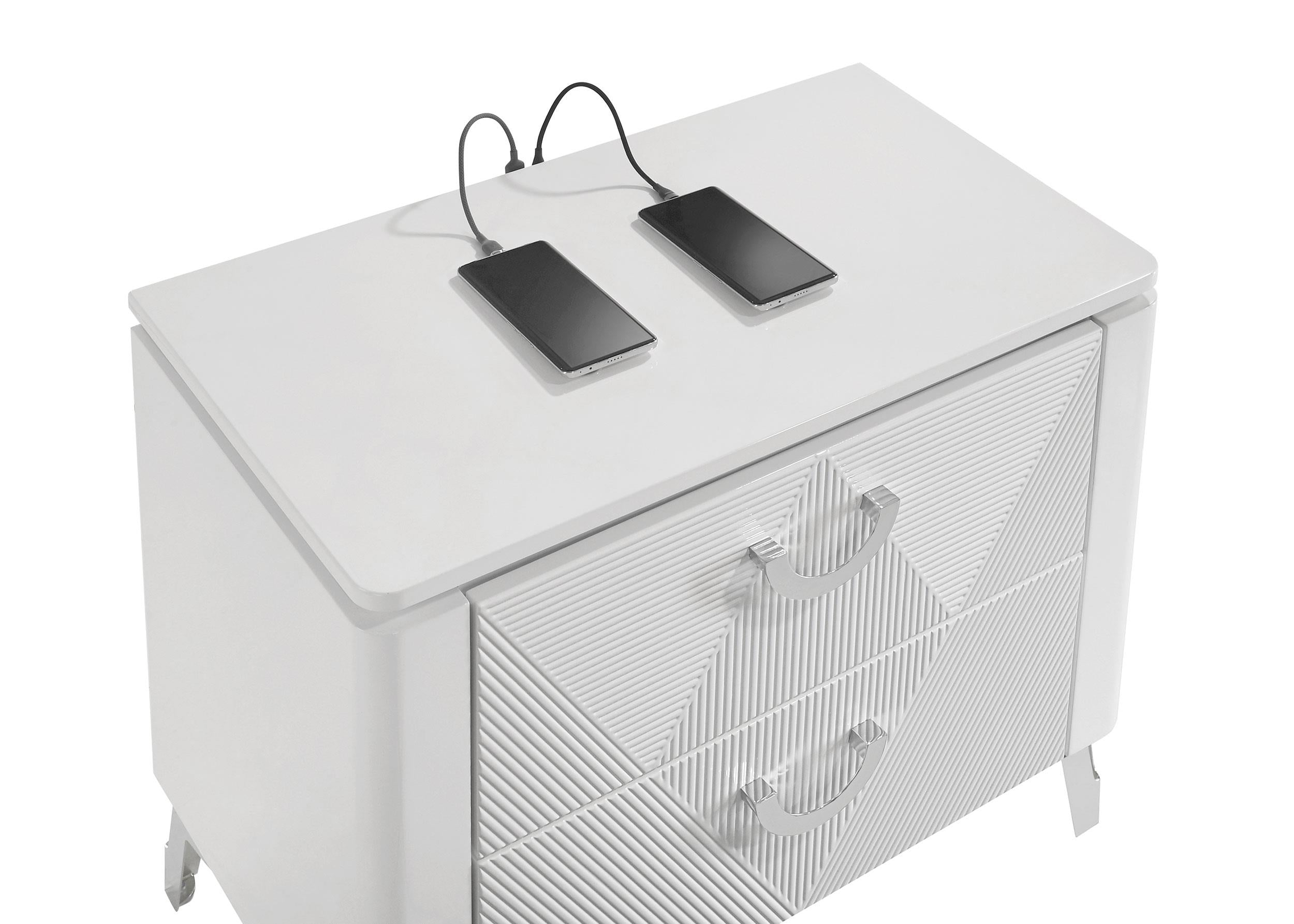 Cassia 2-drawer Nightstand Bedside Table White High Gloss - 215792