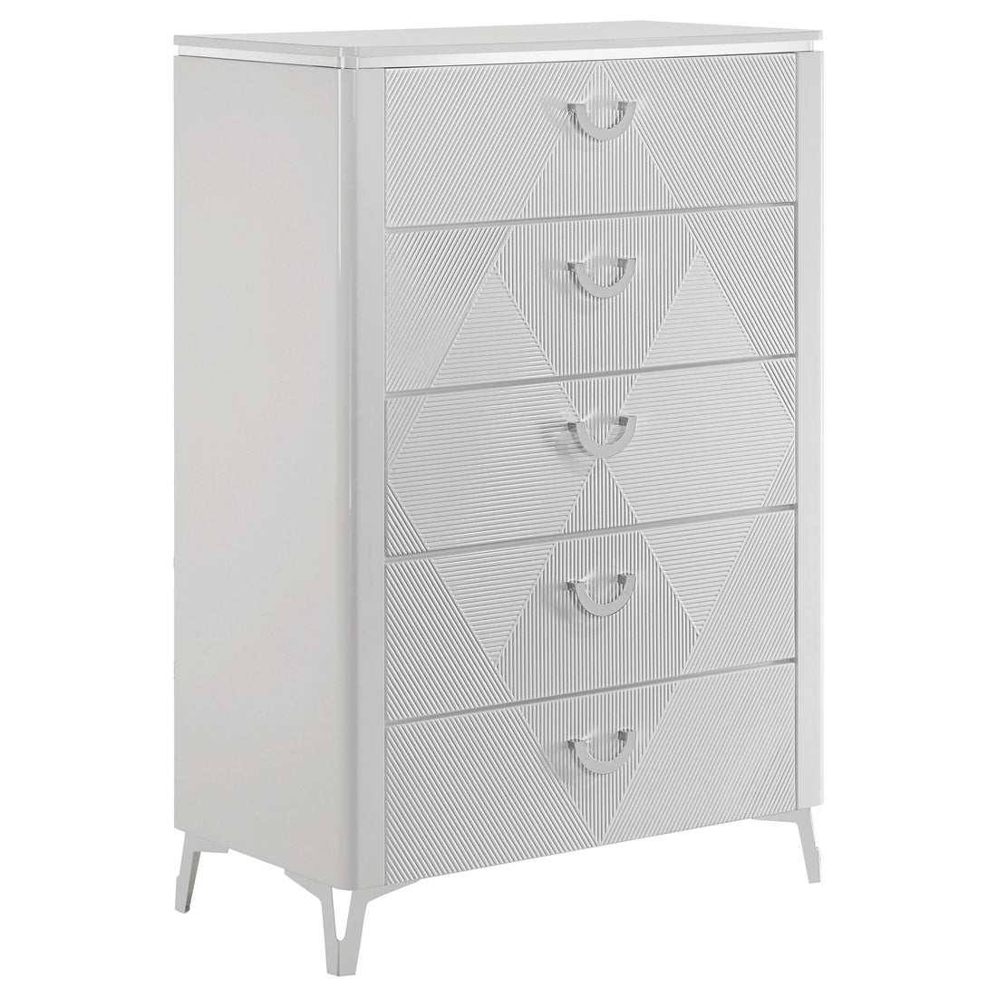 Cassia 5-drawer Bedroom Chest of Drawers White High Gloss - 215795