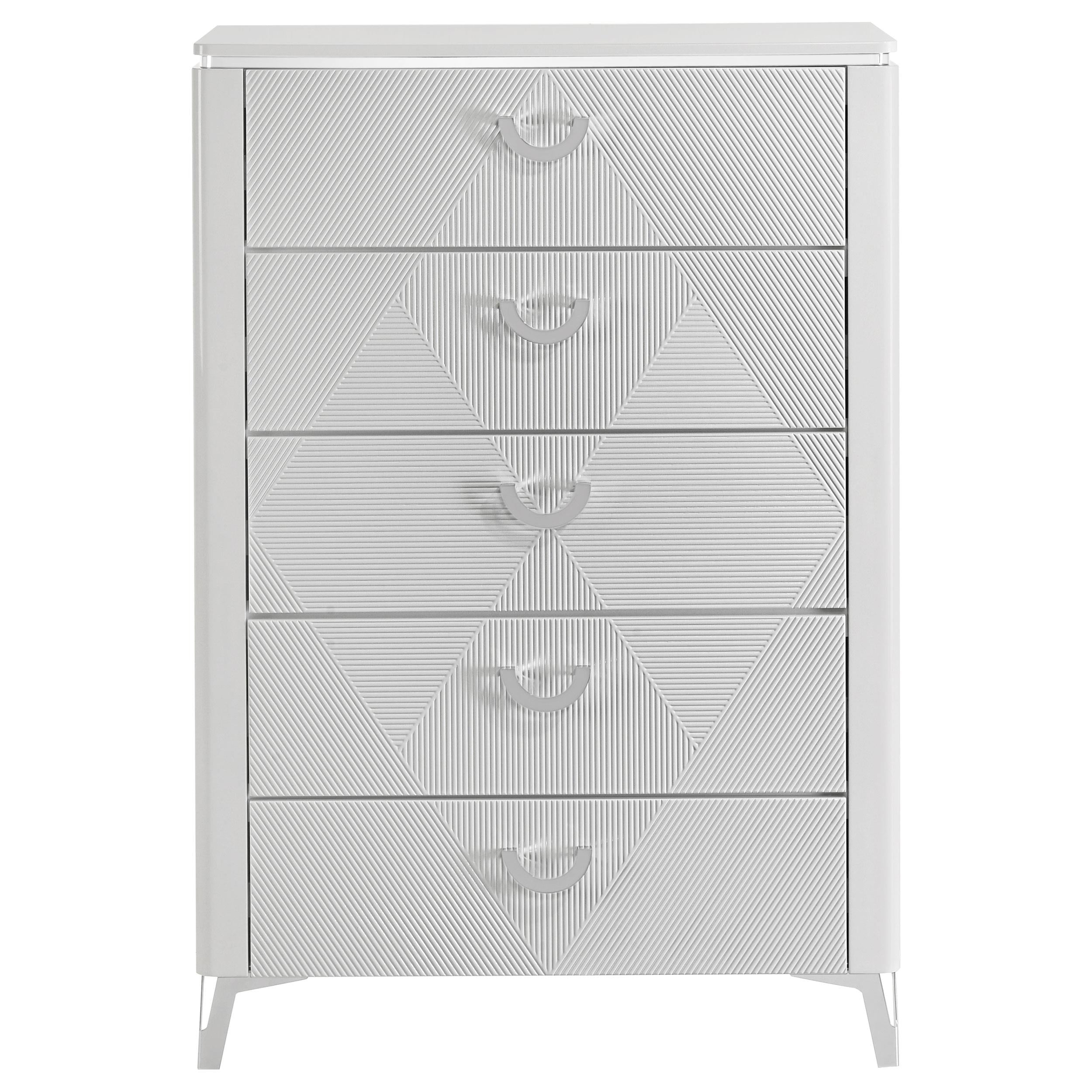 Cassia 5-drawer Bedroom Chest of Drawers White High Gloss - 215795