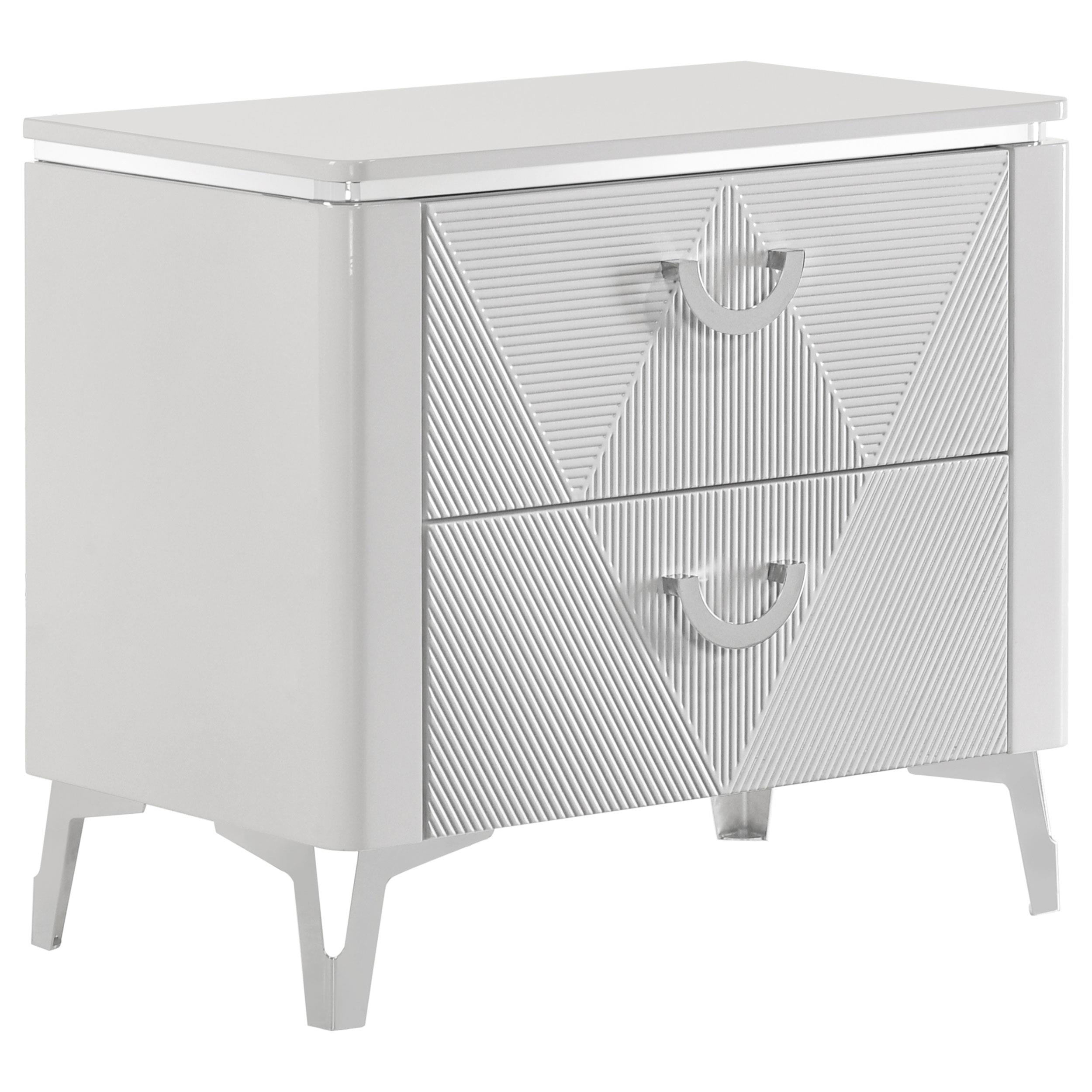 Cassia 5-piece Eastern King LED Bedroom Set White High Gloss - 215791KE-S5