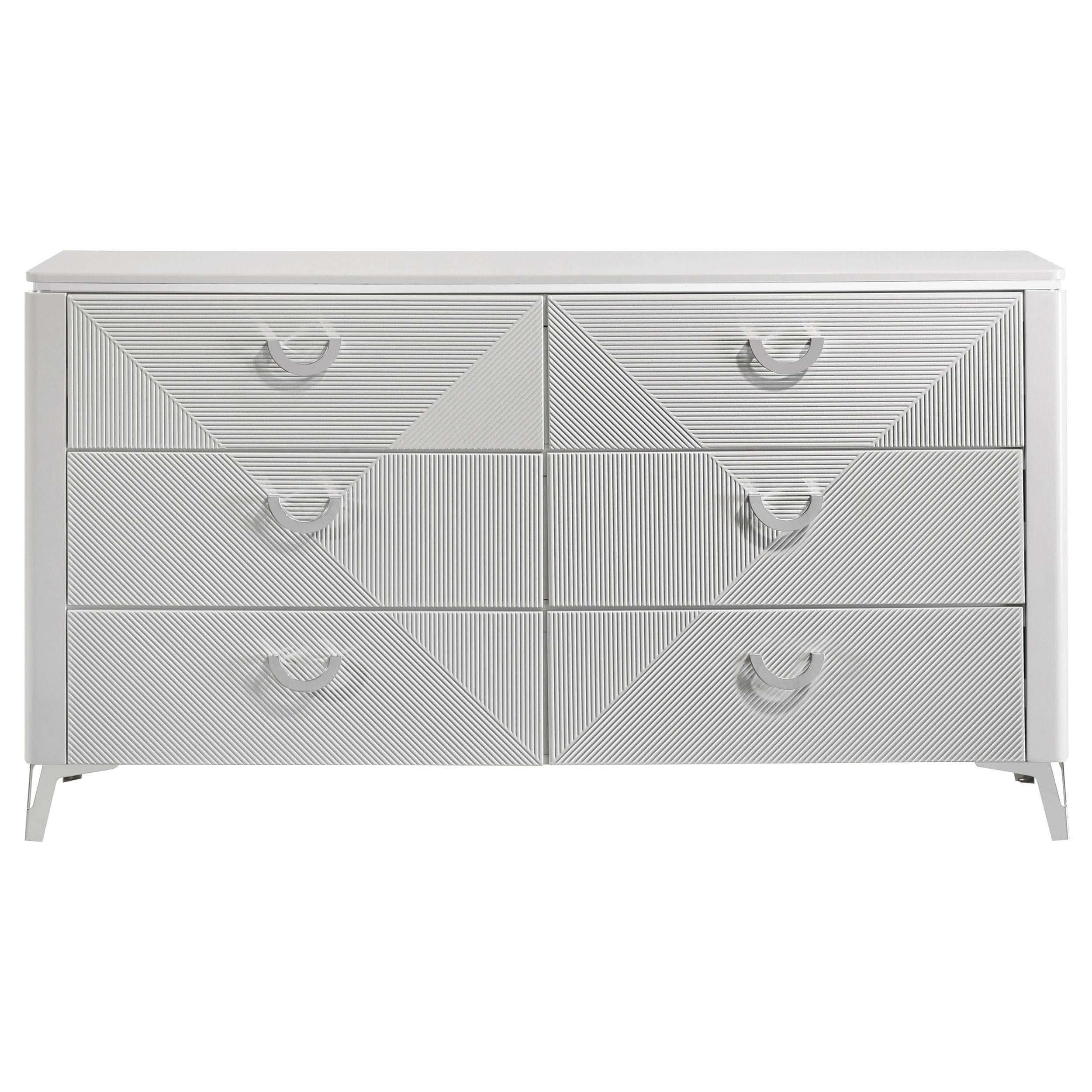 Cassia 6-drawer Bedroom Dresser Cabinet White High Gloss - 215793