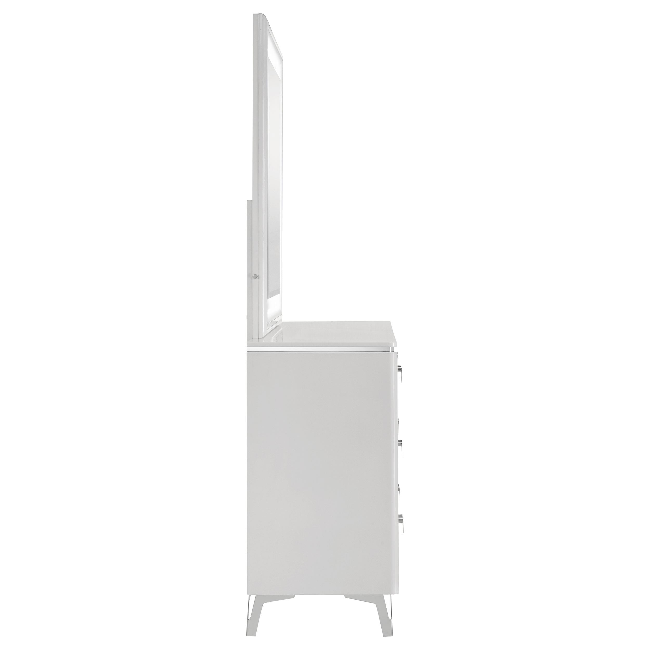 Cassia 6-drawer Dresser Cabinet with Mirror White High Gloss - 215793M