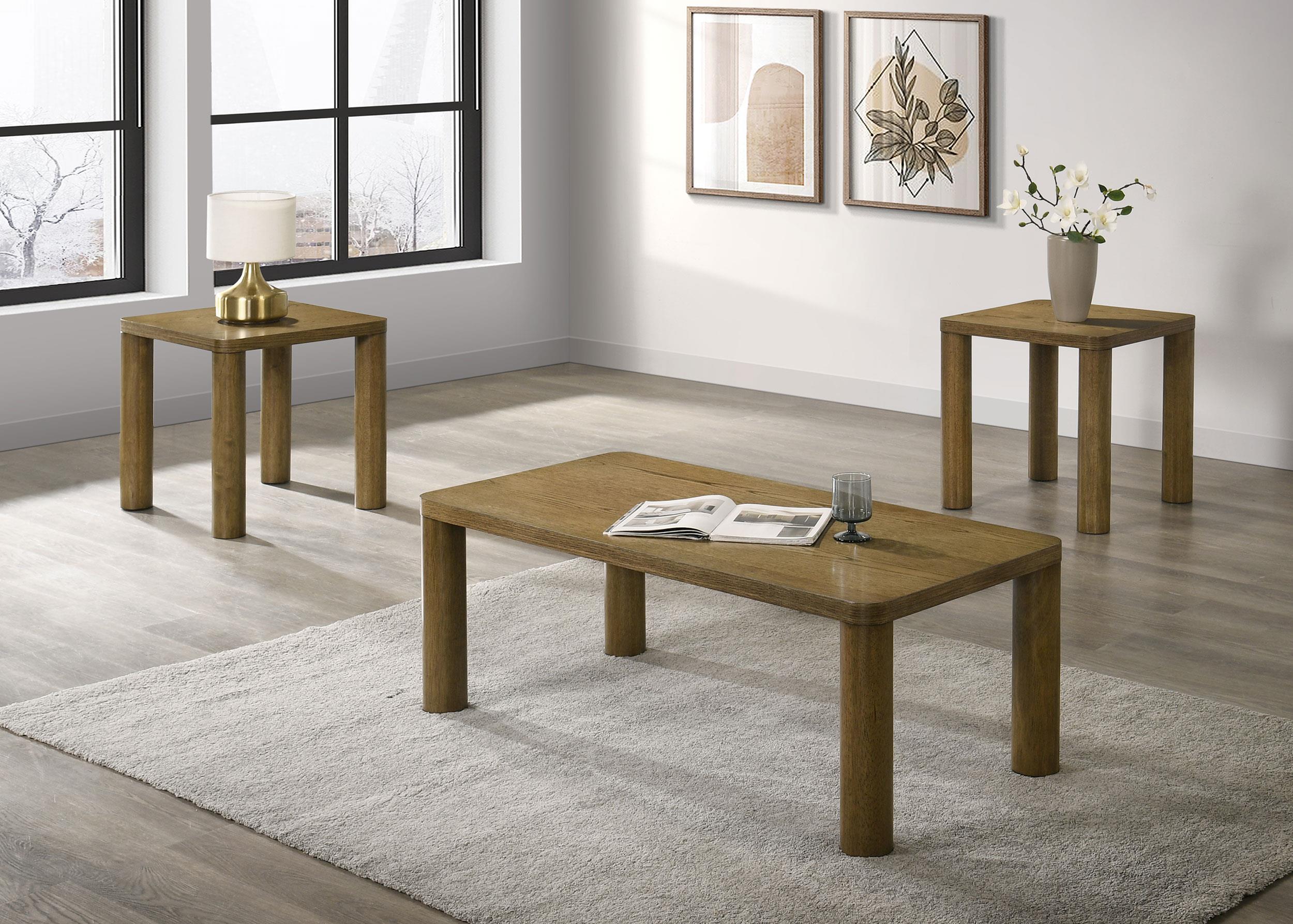 Castlewood 3-piece Cocktail Coffee Table Set Brown Oak - 710858-S3