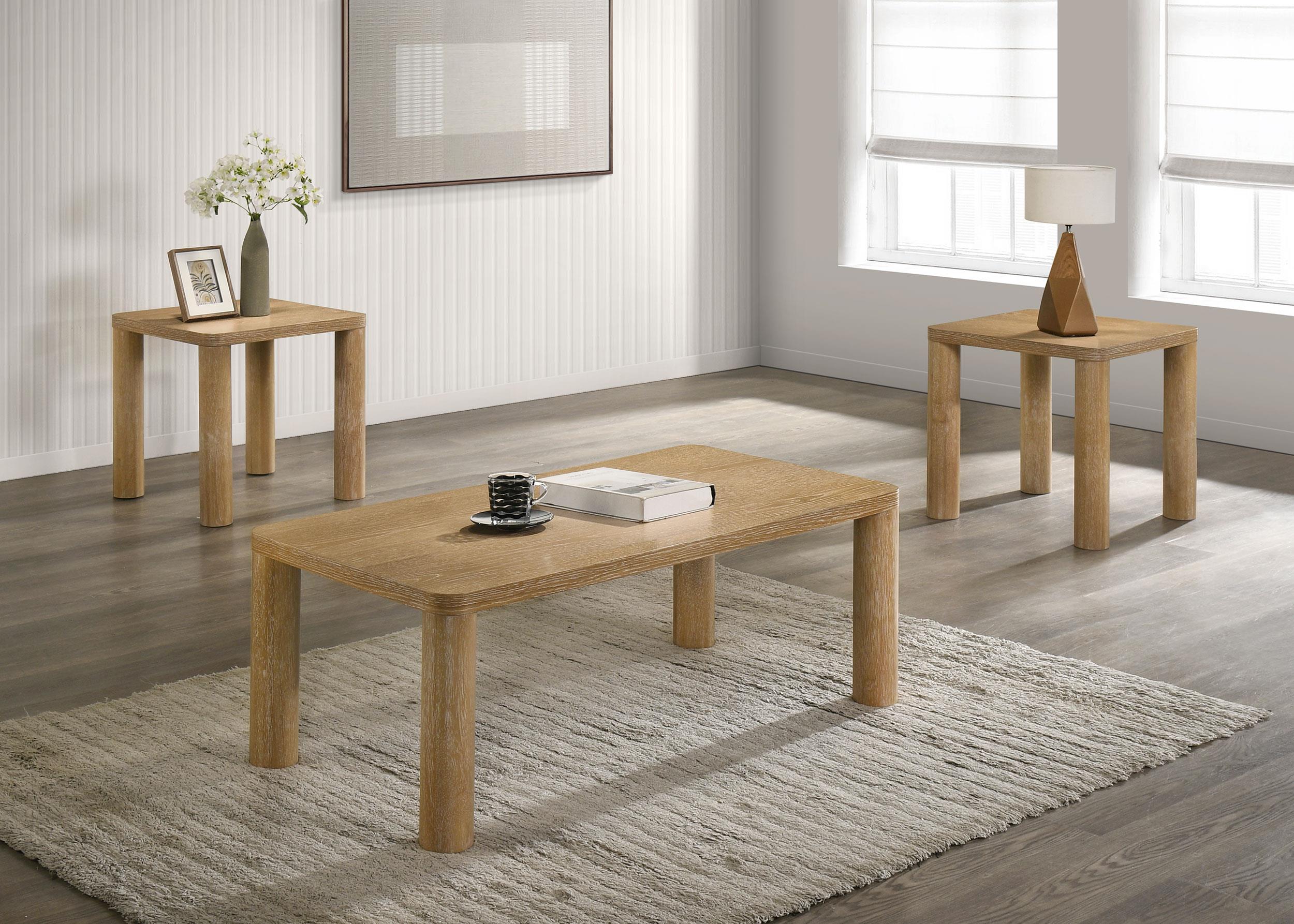 Castlewood 3-piece Cocktail Coffee Table Set Light Oak - 710868-S3