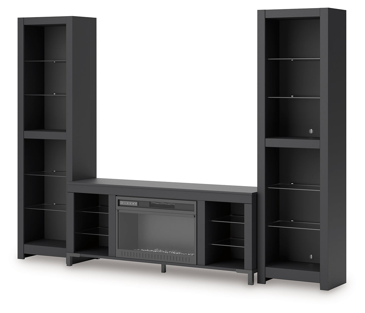 Cayberry Black 3-Piece Entertainment Center with Electric Fireplace - W2721W2