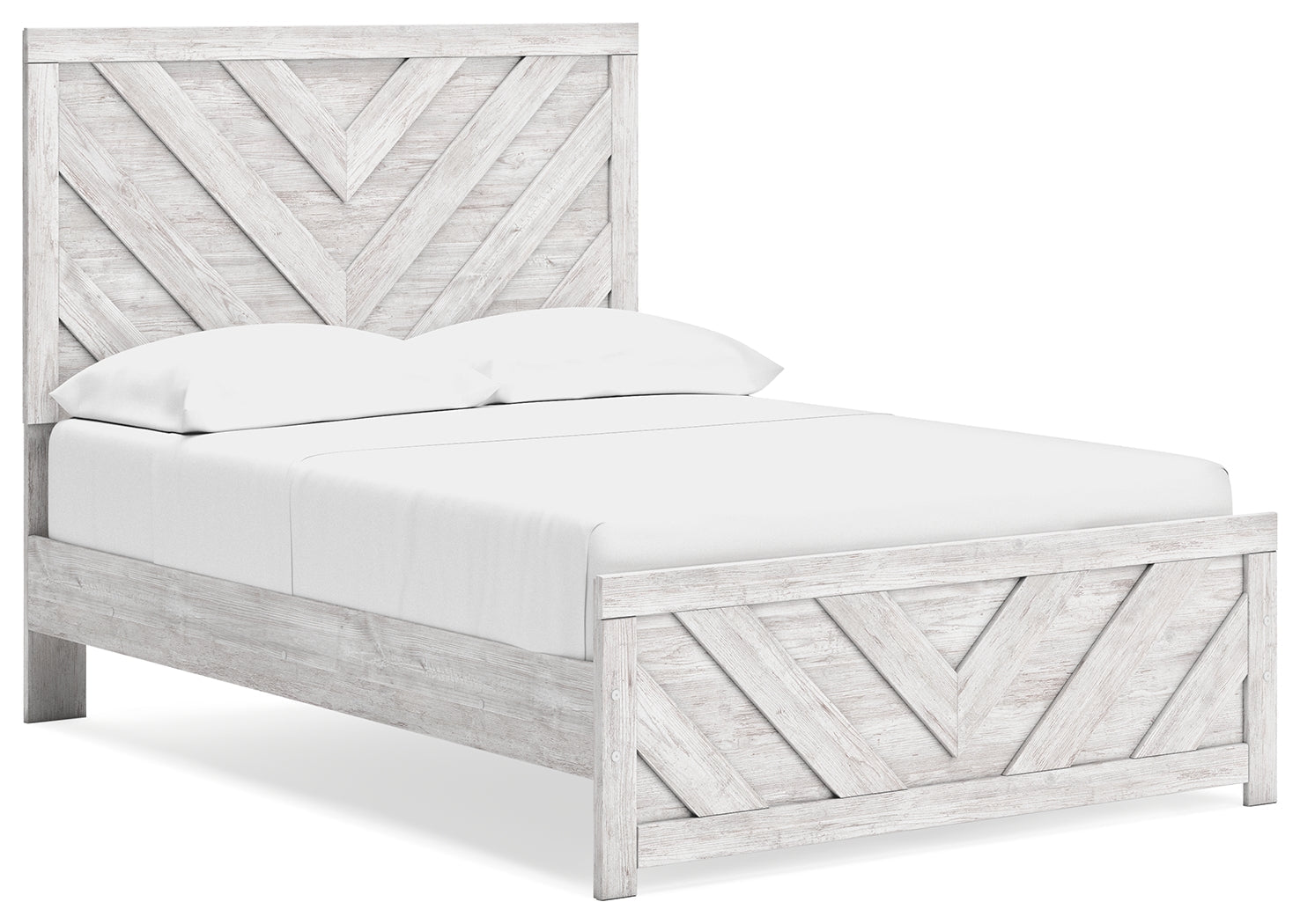 Cayboni Full Panel Bed with Dresser and Nightstand in Whitewash - PKG019191