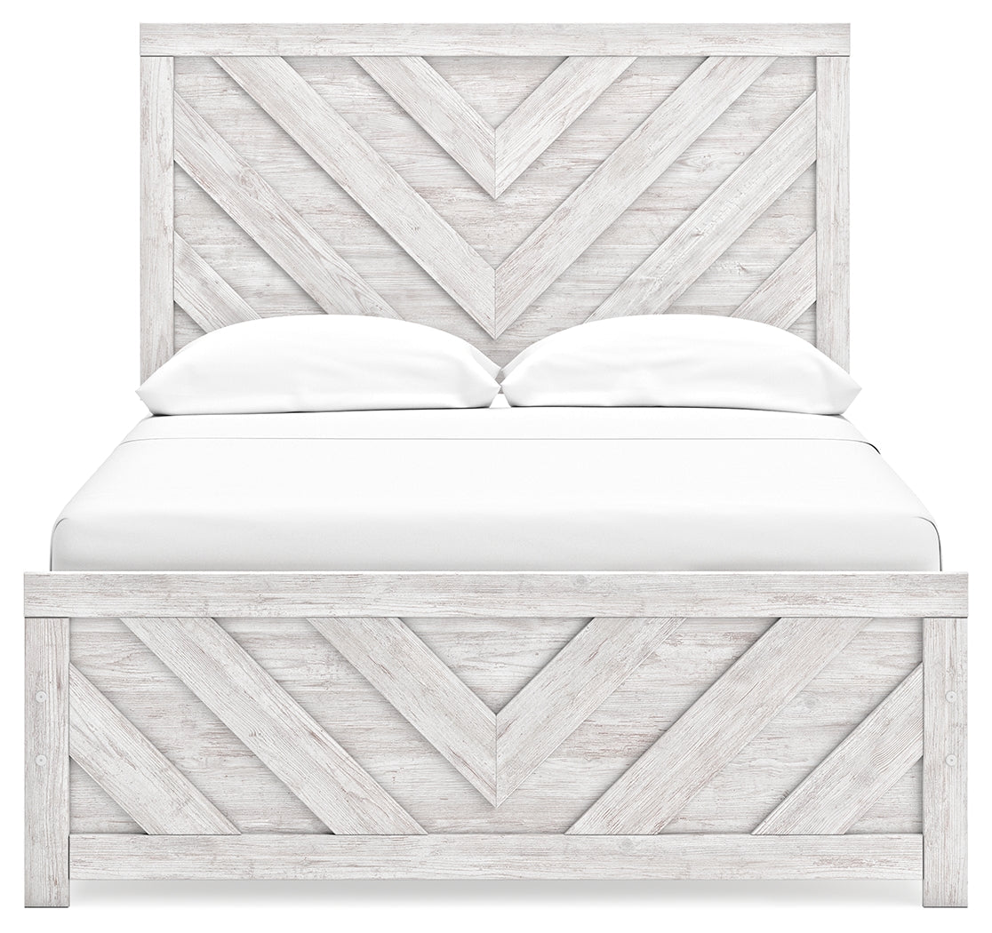 Cayboni Full Panel Bed with Dresser and Nightstand in Whitewash - PKG019191