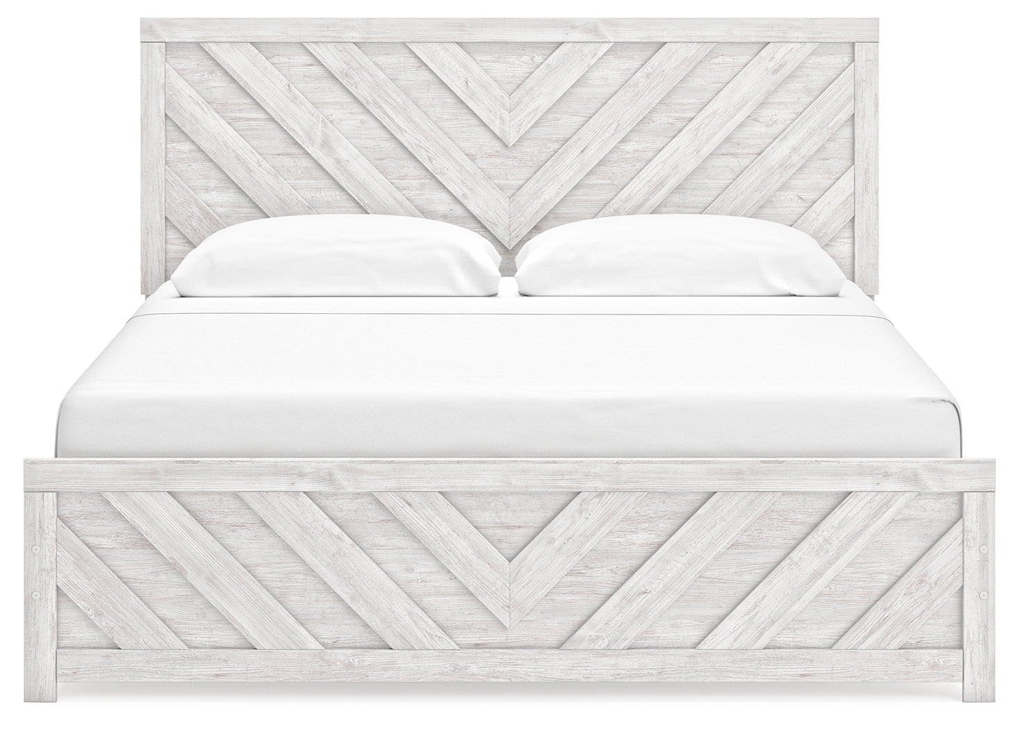 Cayboni King Panel Bed with Dresser and 2 Nightstands in Whitewash from Ashley - Luna Furniture