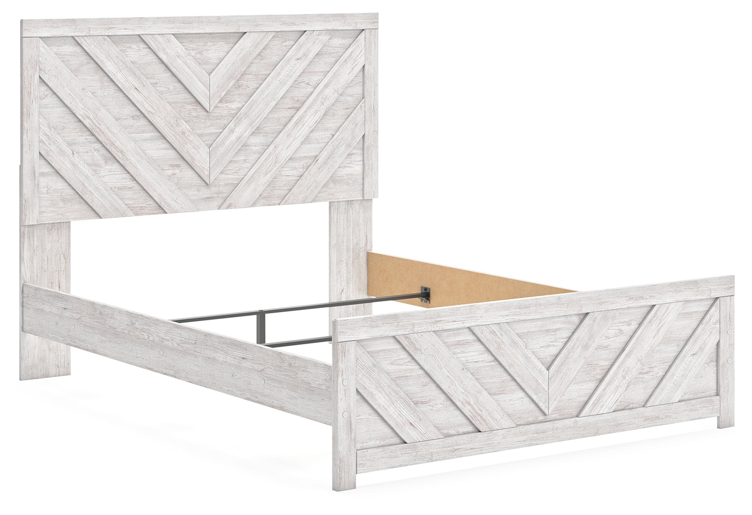 Cayboni Queen Panel Bed with Mirrored Dresser and 2 Nightstands in Whitewash from Ashley - Luna Furniture