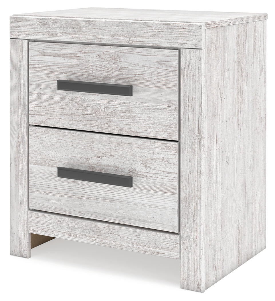Cayboni Queen Panel Bed with Mirrored Dresser, Chest and Nightstand in Whitewash from Ashley - Luna Furniture