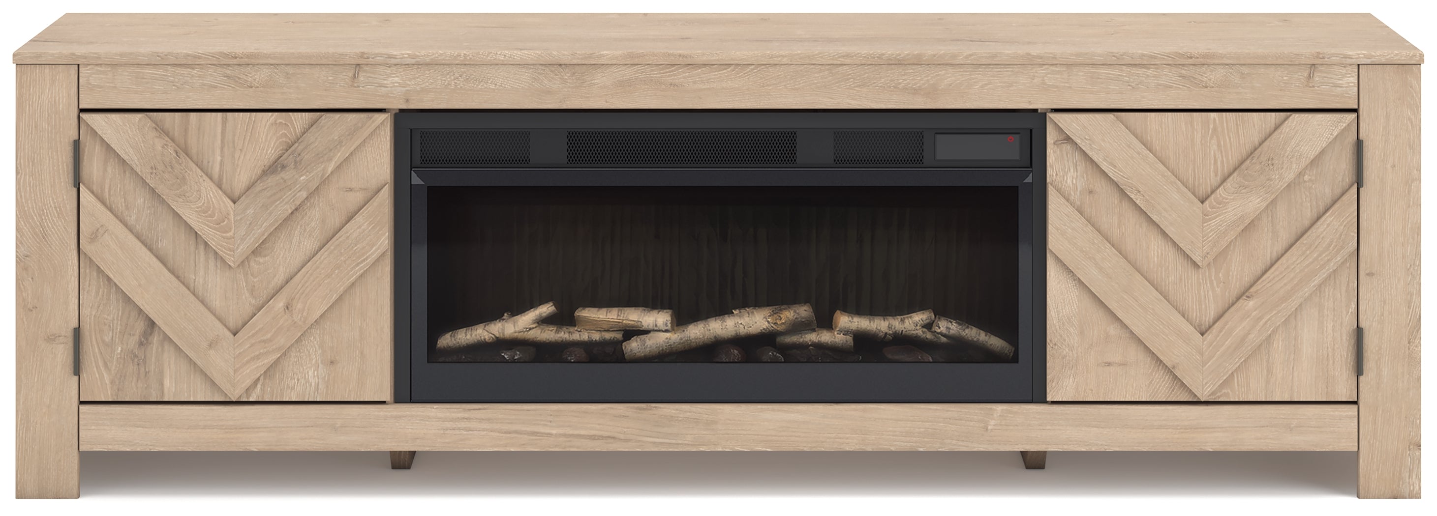 Cayboni Tan 71" TV Stand with Electric Fireplace - W3787W1