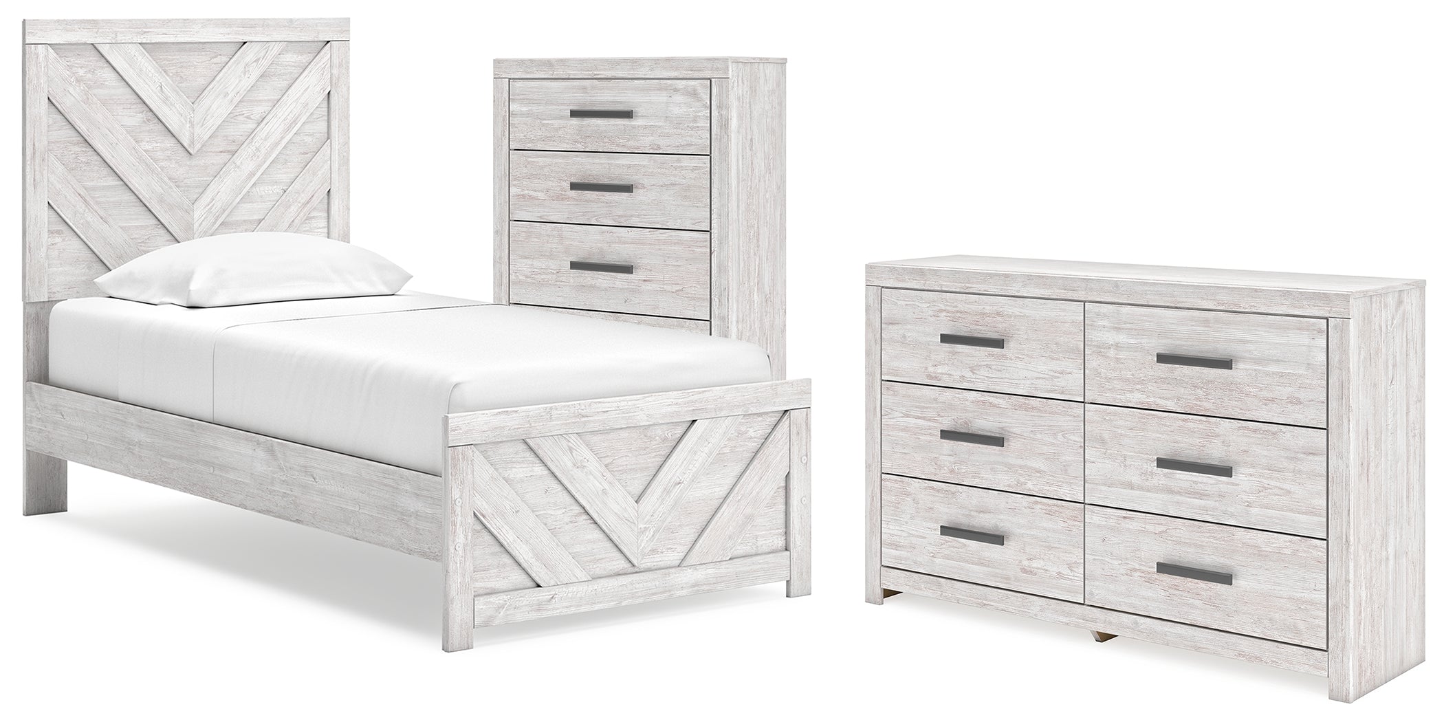 Cayboni Twin Panel Bed, Dresser and Chest - B3788B11