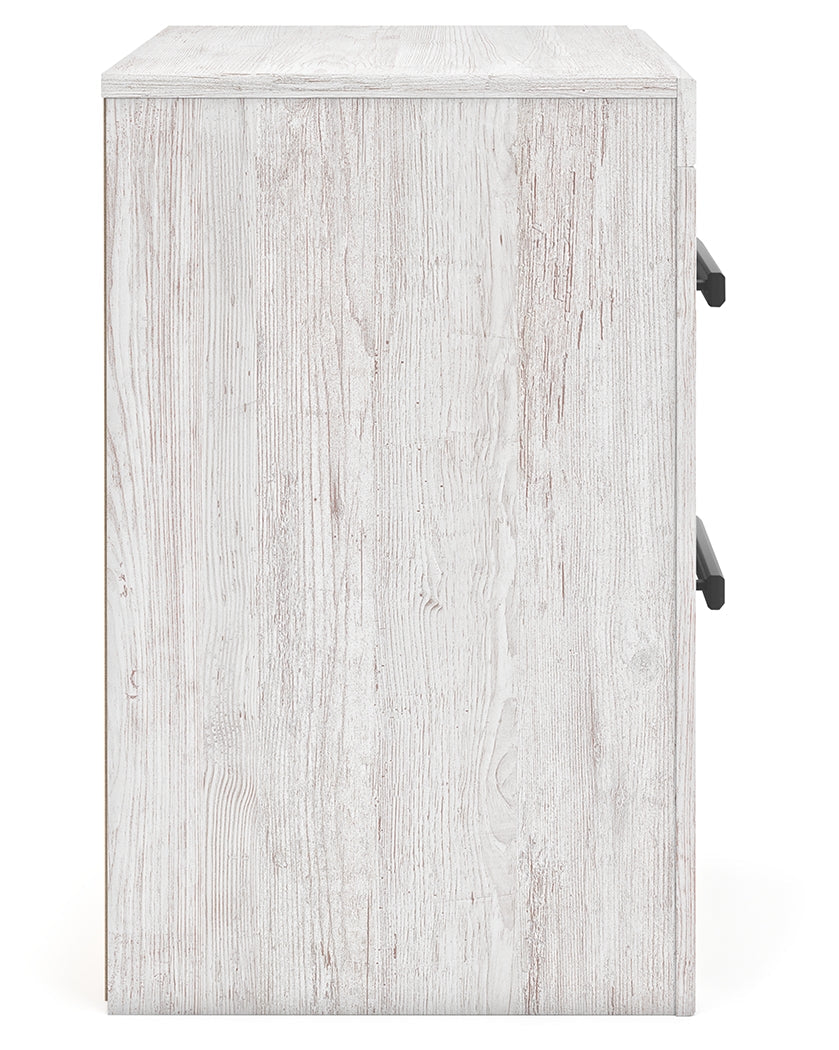 Cayboni Twin Panel Bed with Mirrored Dresser, Chest and Nightstand in Whitewash from Ashley - Luna Furniture