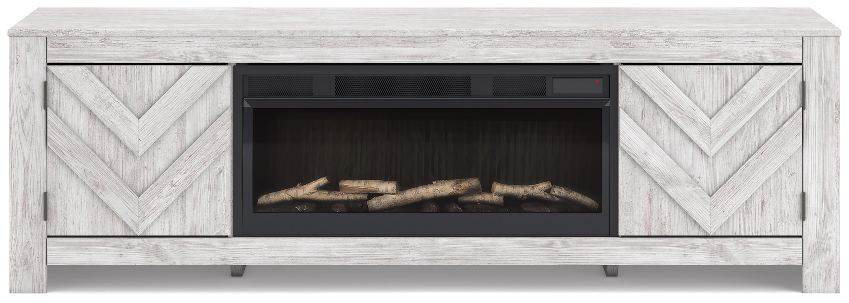 Cayboni Whitewash 71" TV Stand with Electric Fireplace - W3788W1