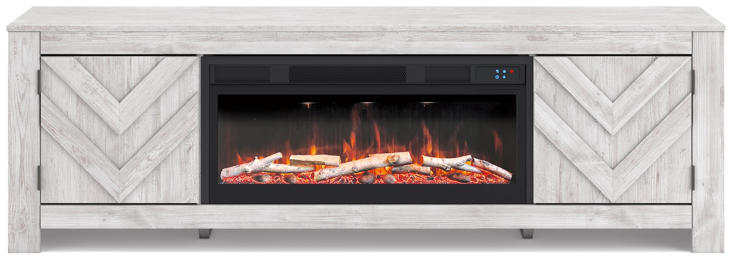 Cayboni Whitewash 71" TV Stand with Electric Fireplace - W3788W1
