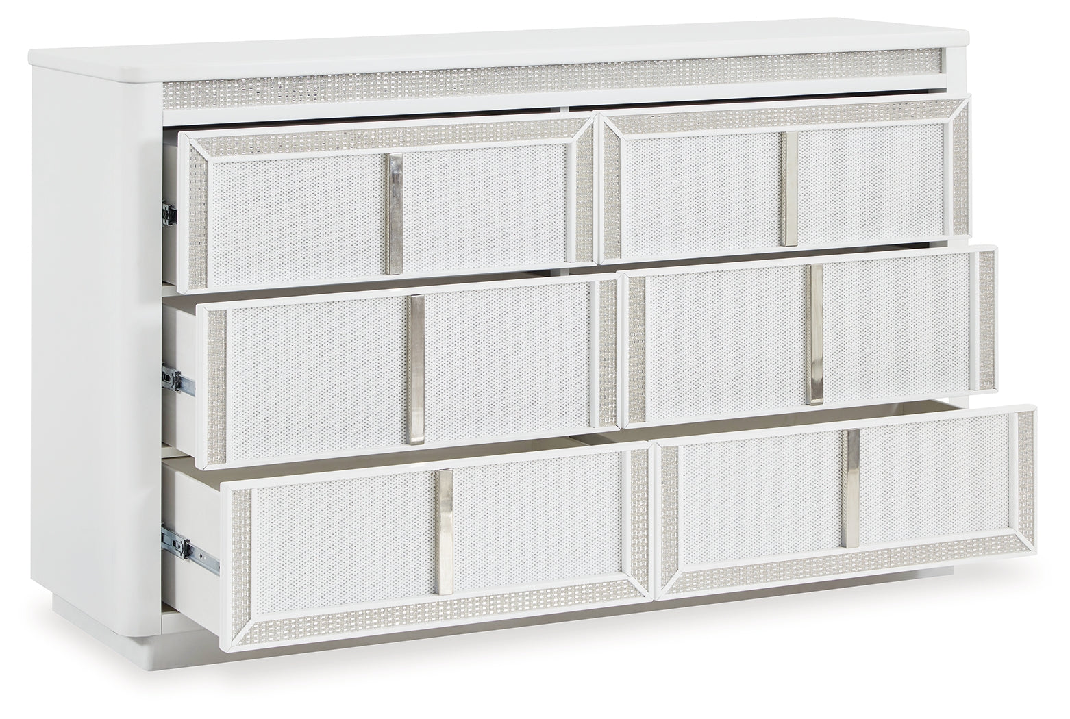Chalanna California King Upholstered Storage Bed with Dresser and Nightstand in White from Ashley - Luna Furniture