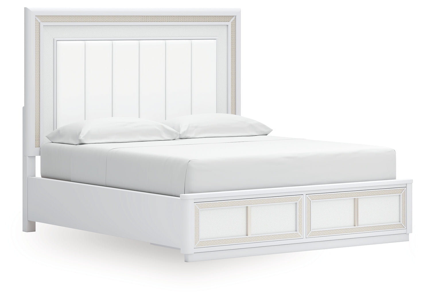 Chalanna King Upholstered Storage Bed with Dresser in White from Ashley - Luna Furniture