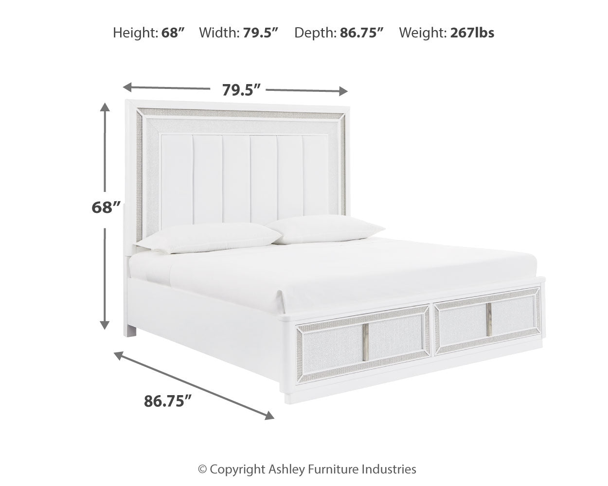 Chalanna King Upholstered Storage Bed with Dresser in White from Ashley - Luna Furniture