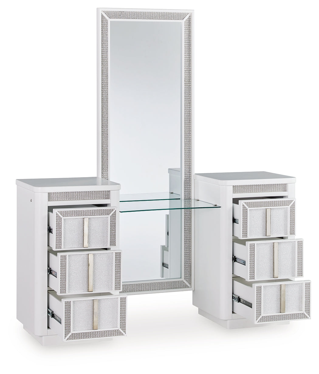 Chalanna White Vanity with Mirror - B822B7