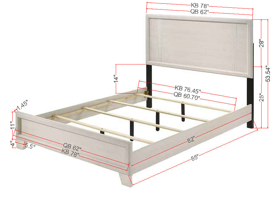 Charlie White King Panel Bed - SET | B9230-K-HBFB | B9230-KQ-RAIL - Bien Home Furniture &amp; Electronics