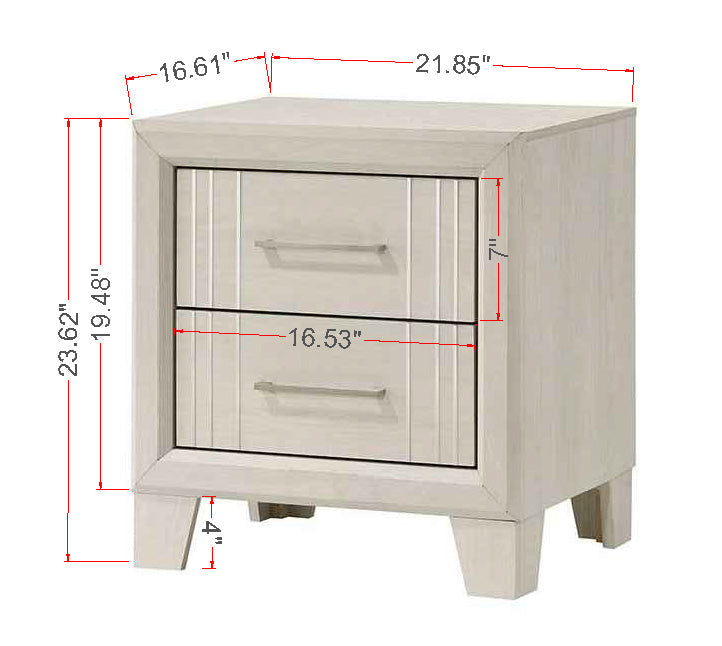 Charlie White Panel Bedroom Set - SET | B9230-Q-HBFB | B9230-KQ-RAIL | B9230-2 | B9230-4 - Bien Home Furniture &amp; Electronics