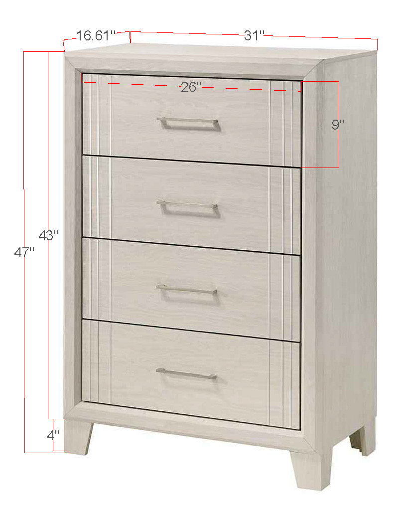 Charlie White Panel Bedroom Set - SET | B9230-Q-HBFB | B9230-KQ-RAIL | B9230-2 | B9230-4 - Bien Home Furniture & Electronics