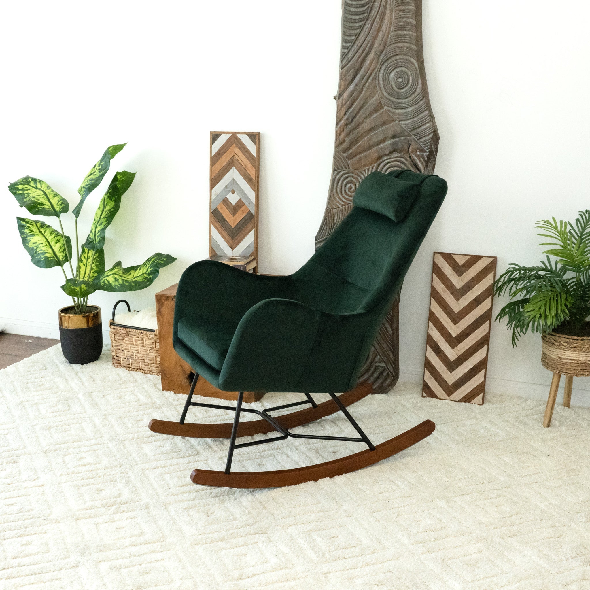 Chelsea Green Velvet Rocking Chair - RCH01900302