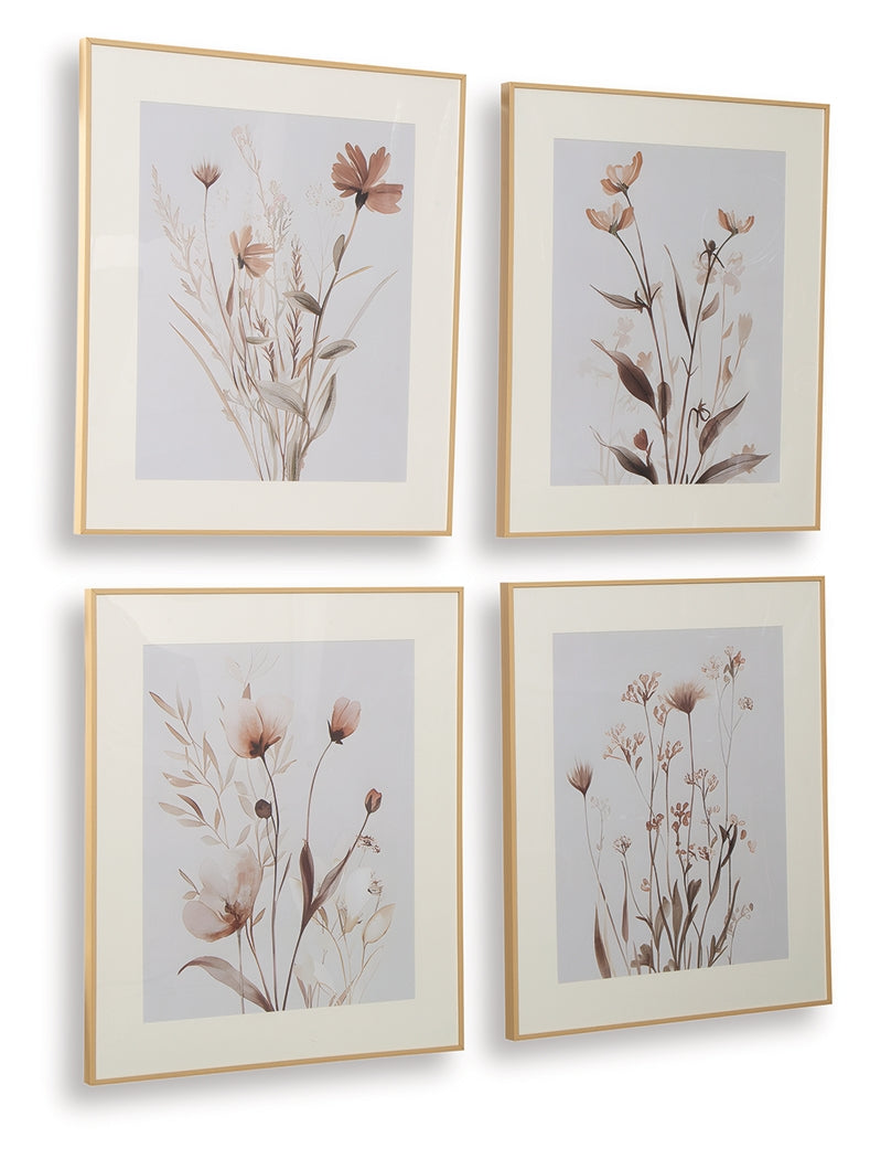 Chettings Beige/Gray/Blush Wall Art (Set of 4) - A8000469