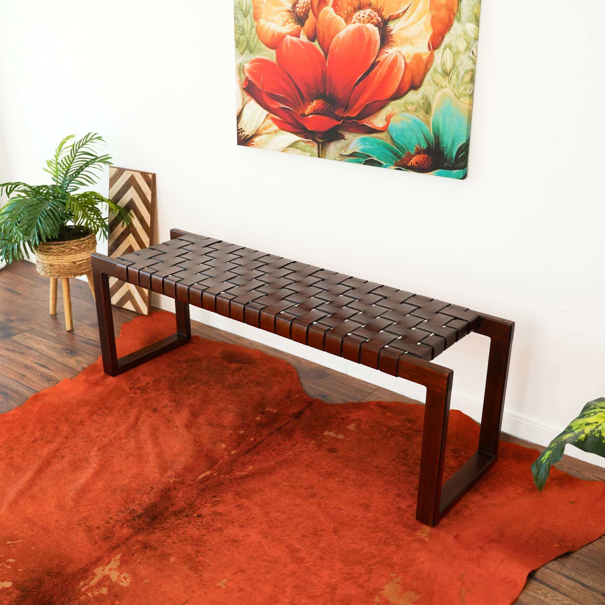 Christina Tan Leather Bench - BEN01300401