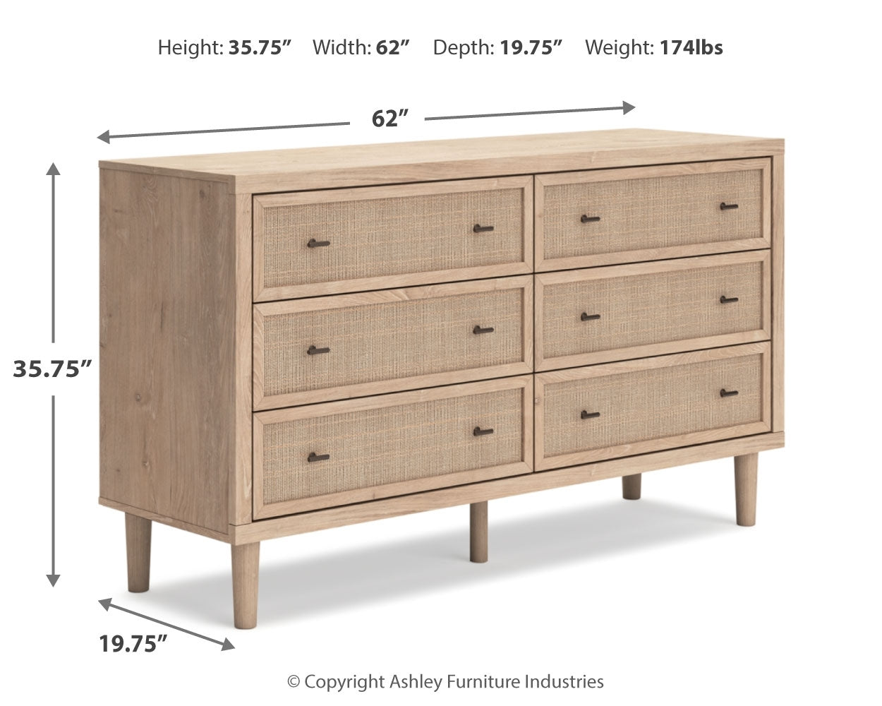 Cielden Queen Upholstered Bed, Dresser and 2 Nightstands - B1199B20