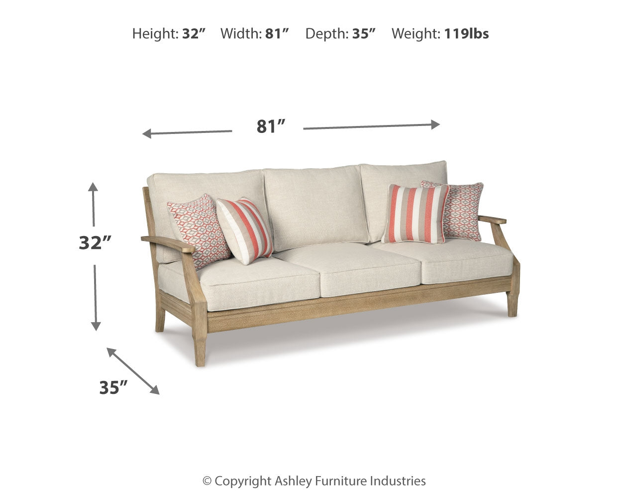 Clare View Outdoor Sofa with Lounge Chair in Beige - PKG014564